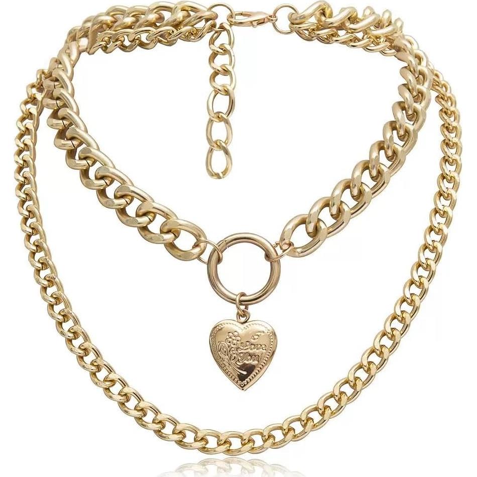 Conjunto de 9 Collares Dorados en Capas para Mujeres Moda