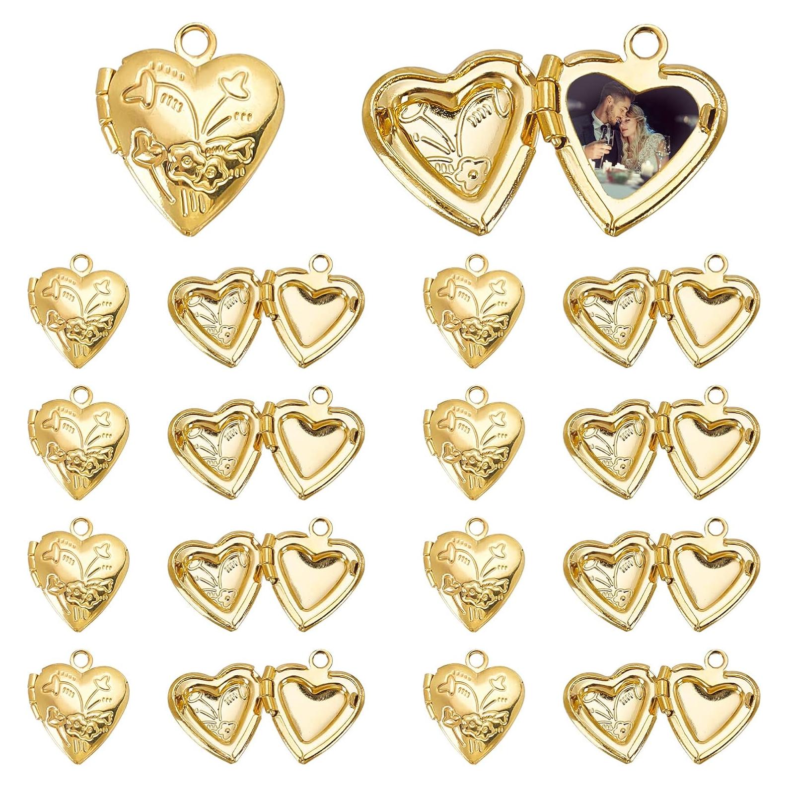 20 Colgantes de Corazón Dorado PH PandaHall para DIY Joyería