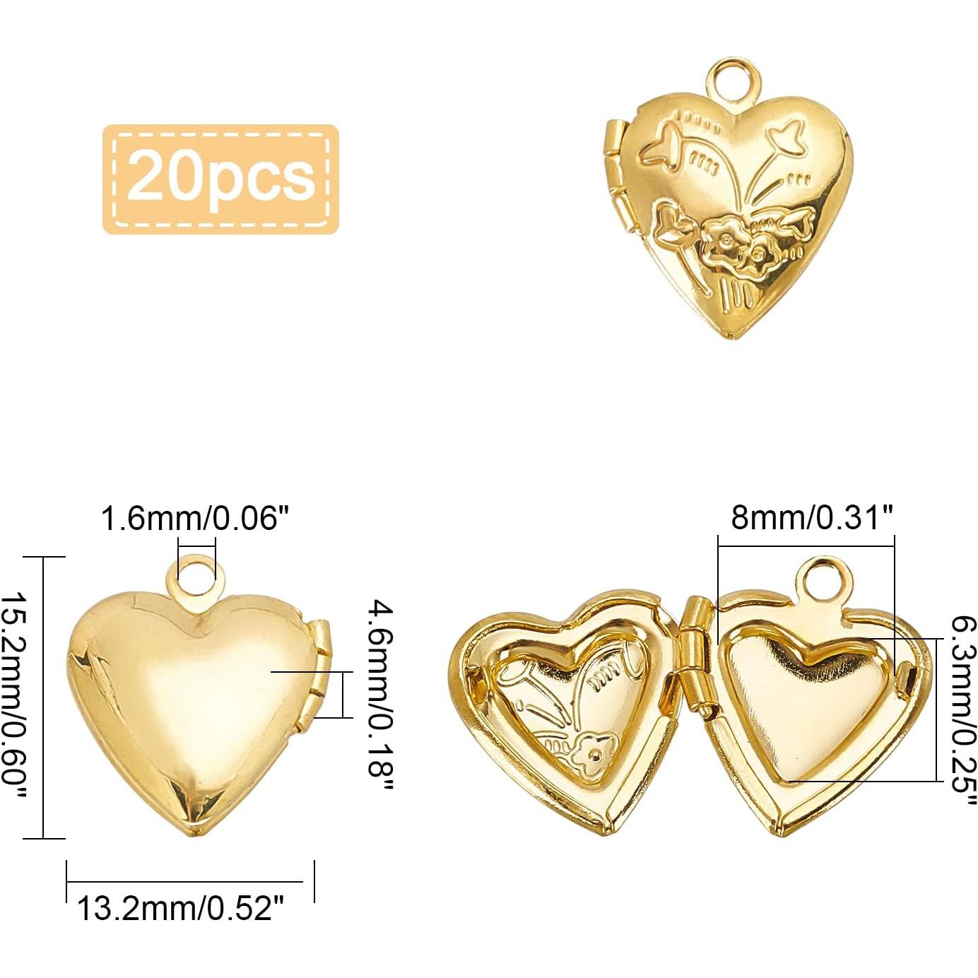 20 Colgantes de Corazón Dorado PH PandaHall para DIY Joyería