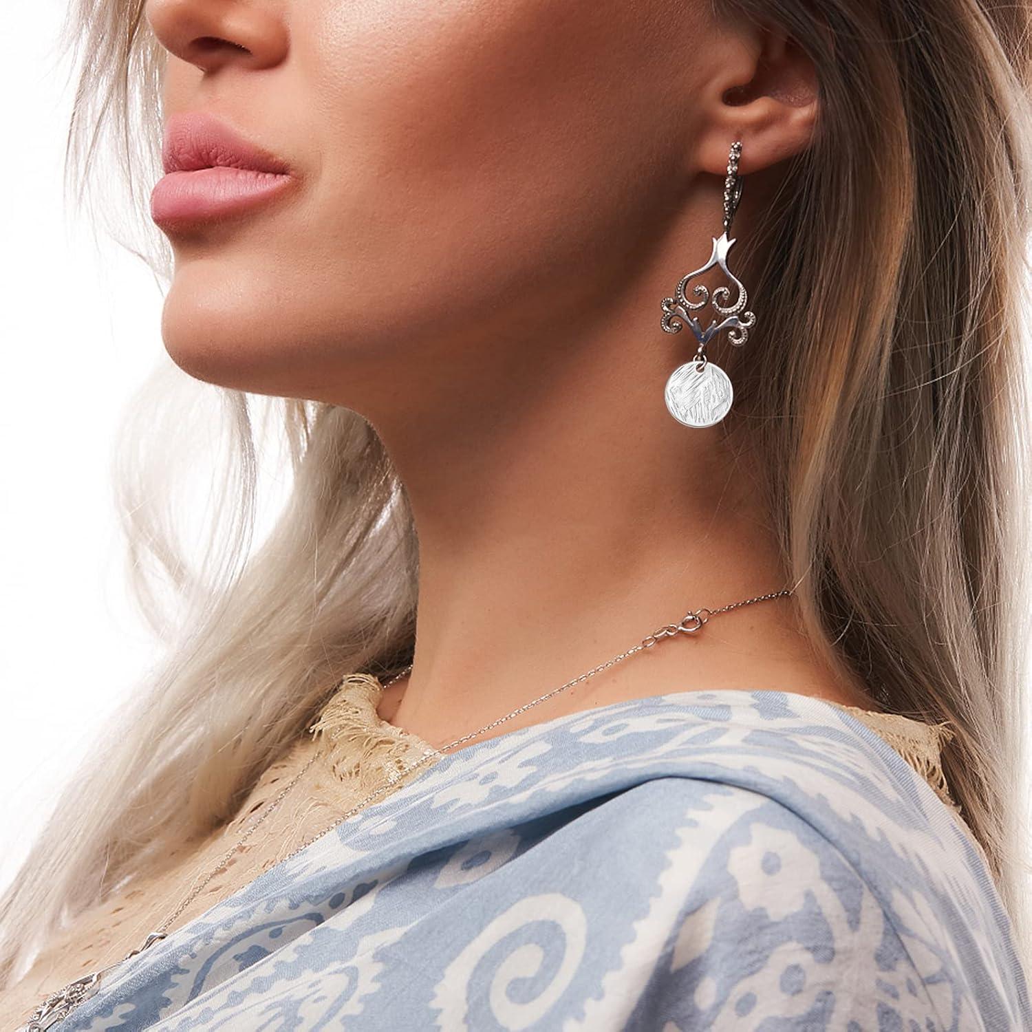 60 Piezas Encantos de Disco Redondo Plano Plata Antigua 15mm