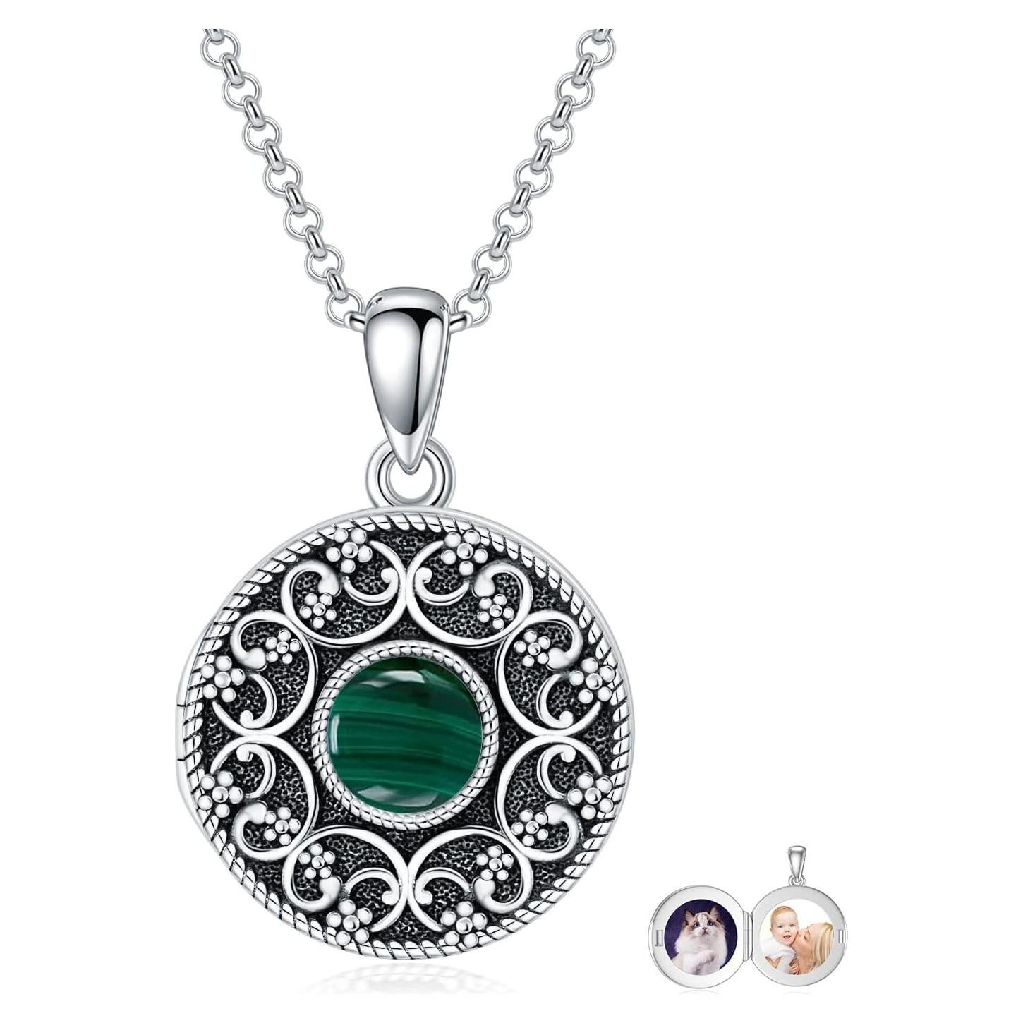 Collar de Medallón de Plata Esterlina 925 para 2 Fotos