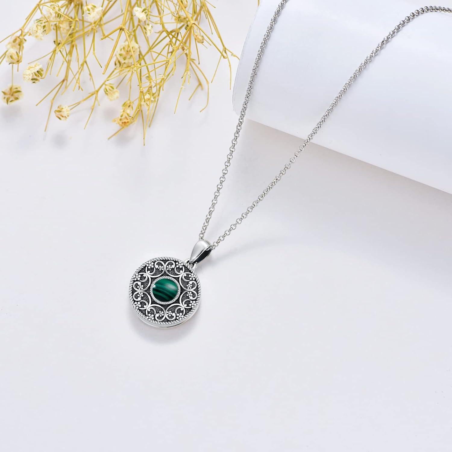 Collar de Medallón de Plata Esterlina 925 para 2 Fotos