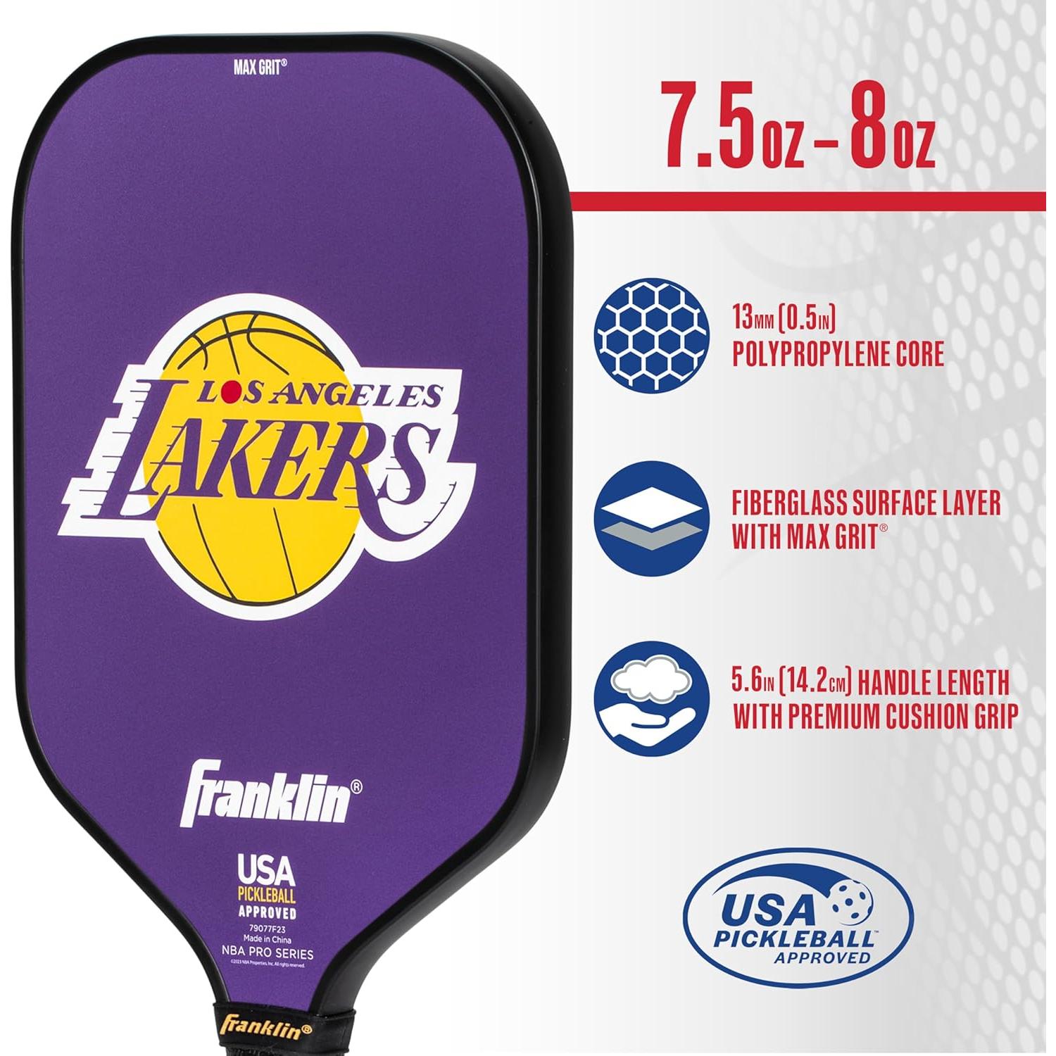 Pala de Pickleball Franklin Sports NBA Lakers 13mm MaxGrit