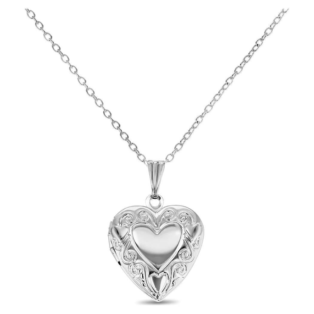 Colgante de Corazón Plateado Joyería In Season 20mm para Niñas