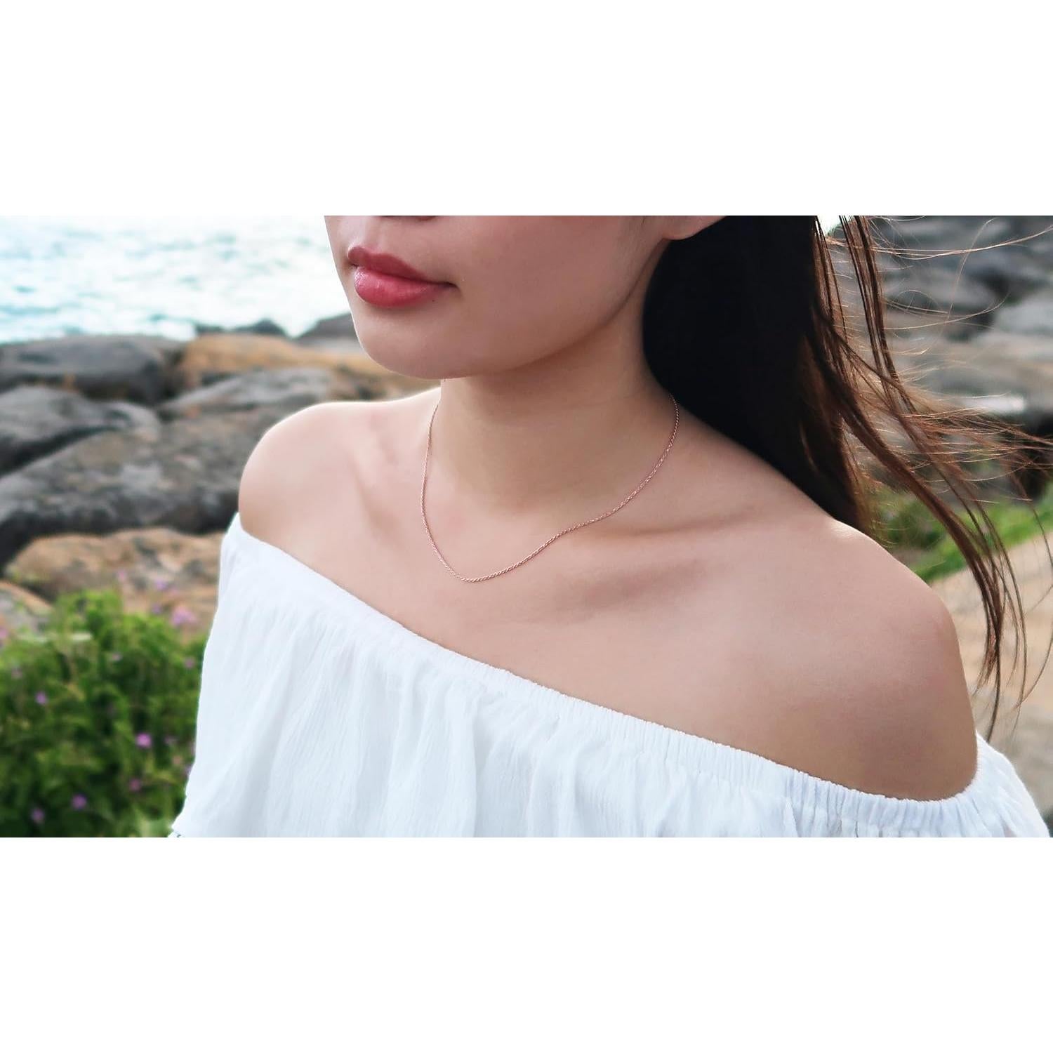 Cadena de collar de cuerda de plata esterlina 1.1 mm oro rosa 60.96 cm