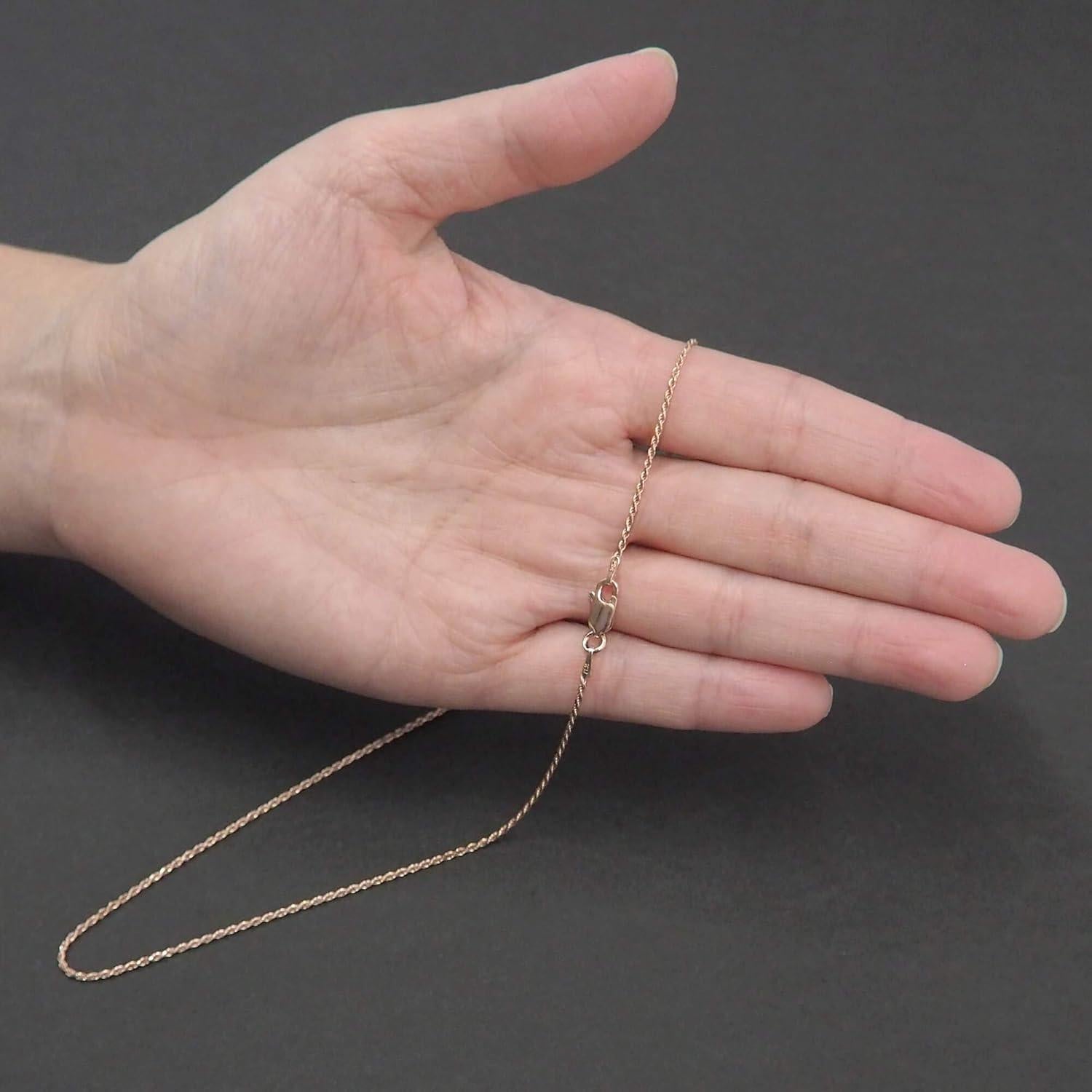 Cadena de collar de cuerda de plata esterlina 1.1 mm oro rosa 60.96 cm