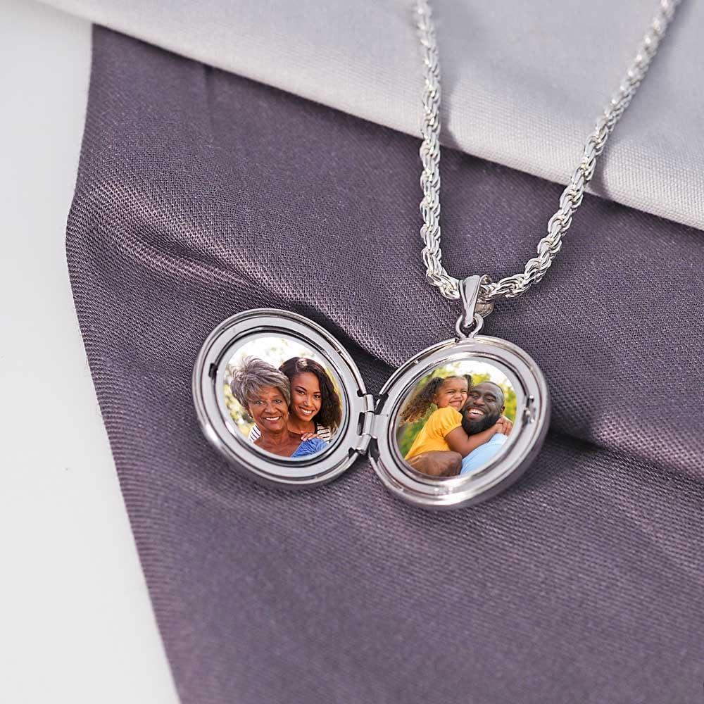Locket de Foto Redondo Antiguo Plata Esterlina 3.18 cm - PicturesOnGold