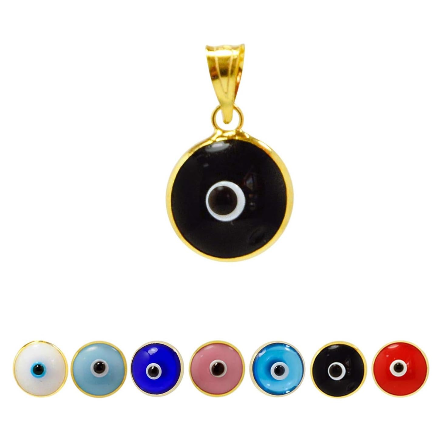 Colgante Ojo Maligno MIZZE Plata Esterlina 925 Baño Oro 10mm