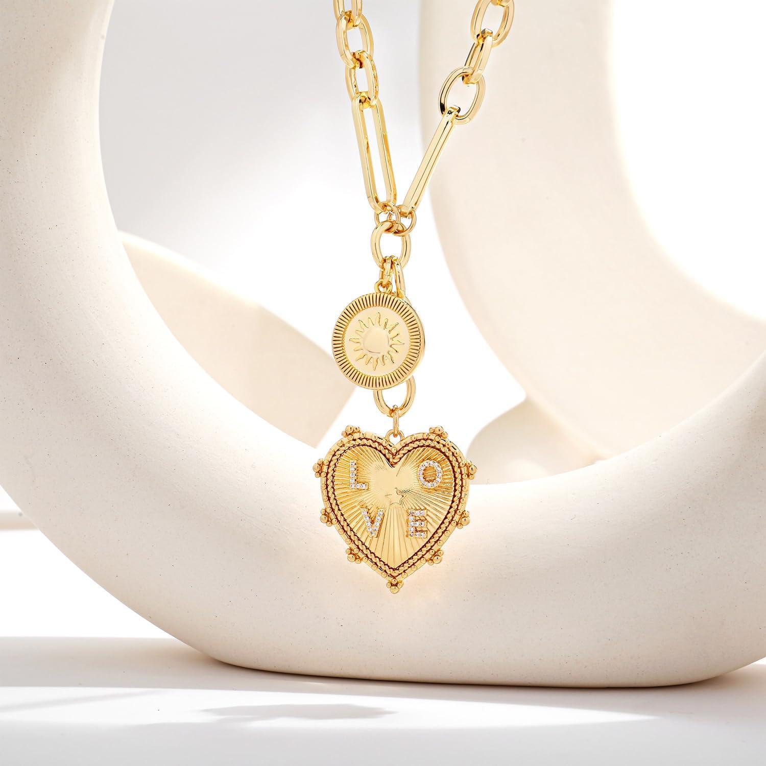 Collar Choker de Oro 18K con Colgante Corazón para Mujeres