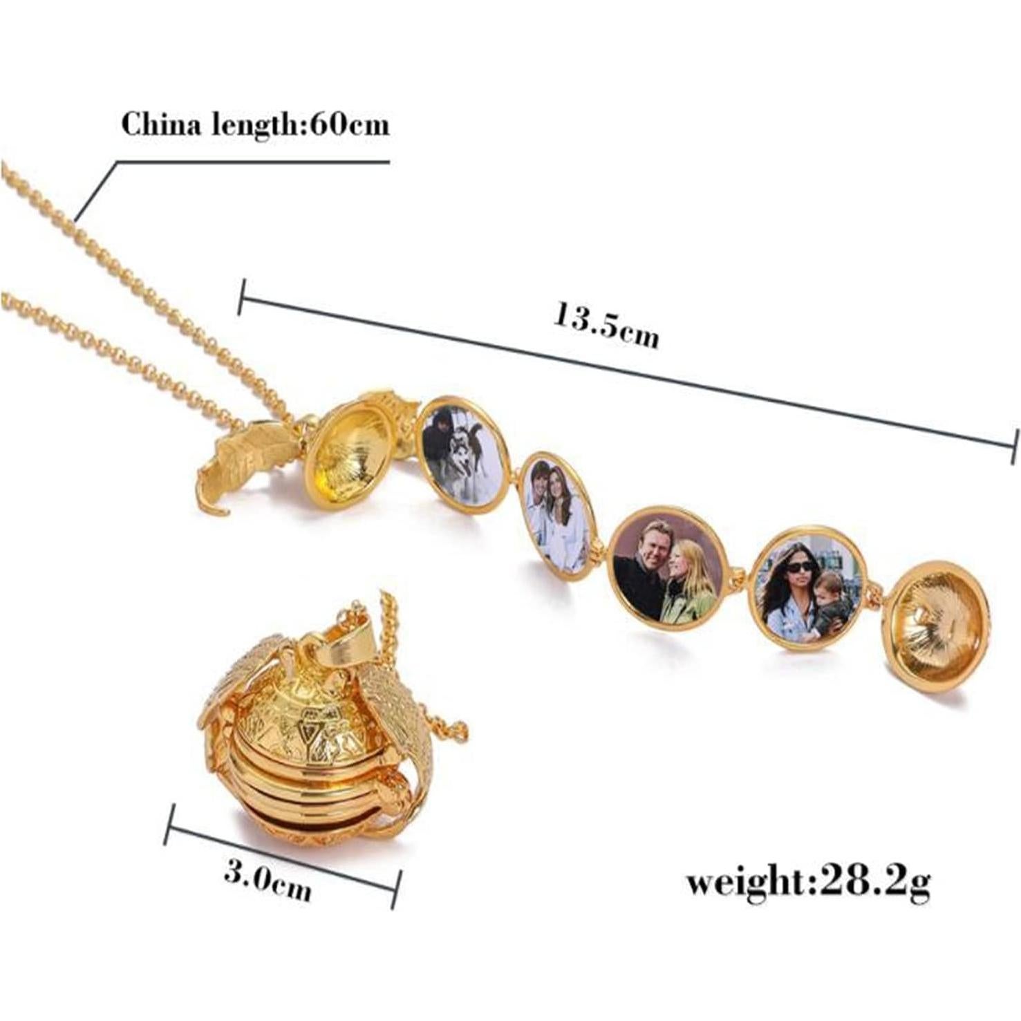 Collar Locket de Foto ONLYJUMP con Alas para Mujeres - Plata y Oro Rosa