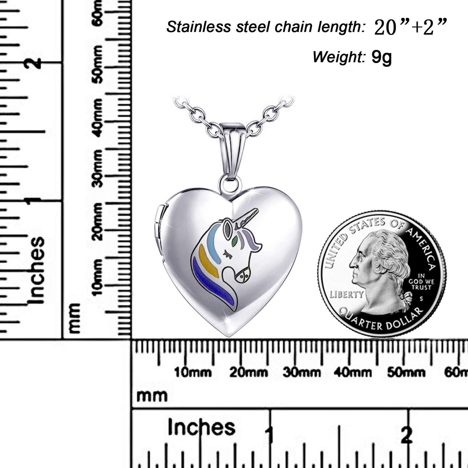 Collar Locket Inicial Unicornio YOUFENG 45cm Acero Inoxidable