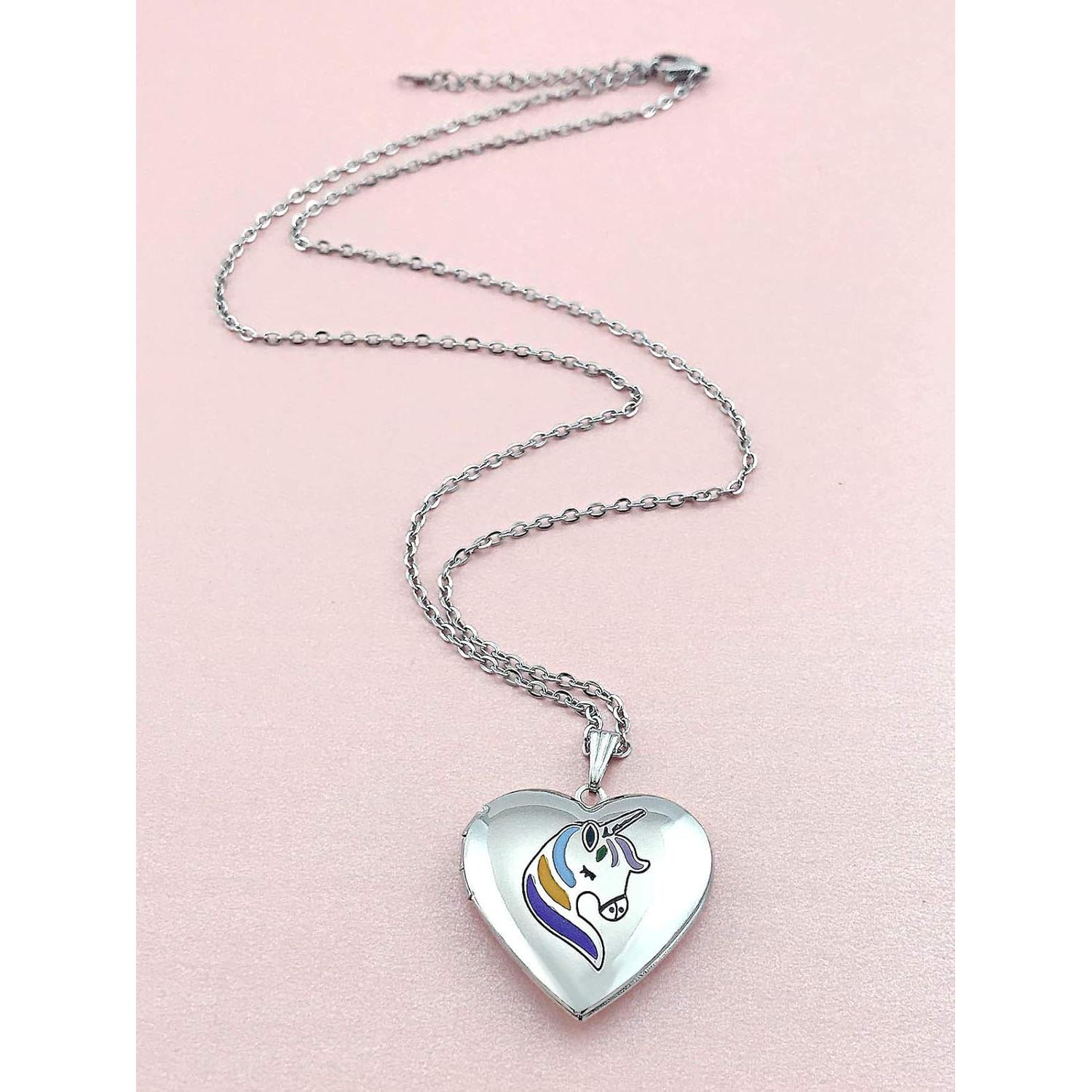 Collar Locket Inicial Unicornio YOUFENG 45cm Acero Inoxidable