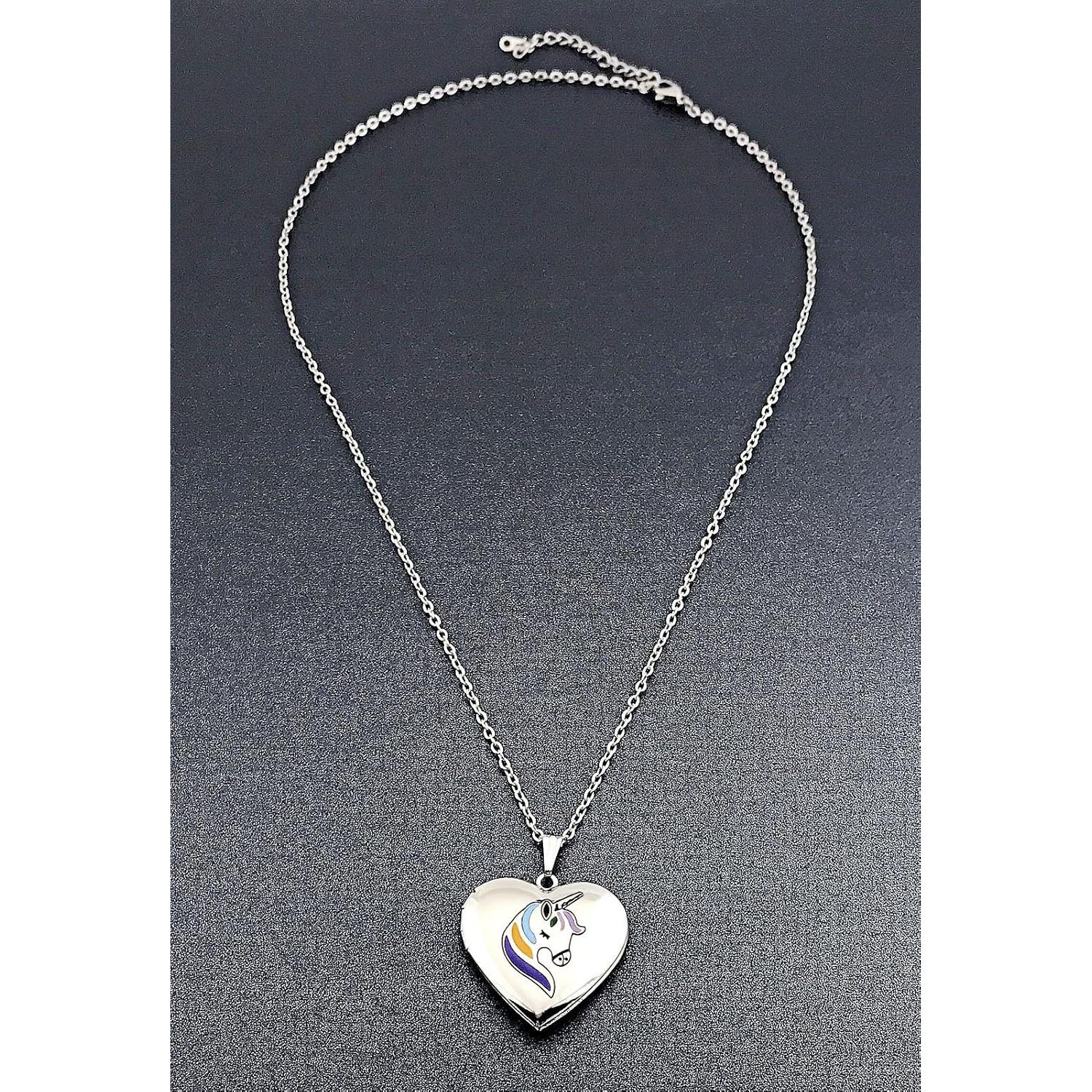 Collar Locket Inicial Unicornio YOUFENG 45cm Acero Inoxidable