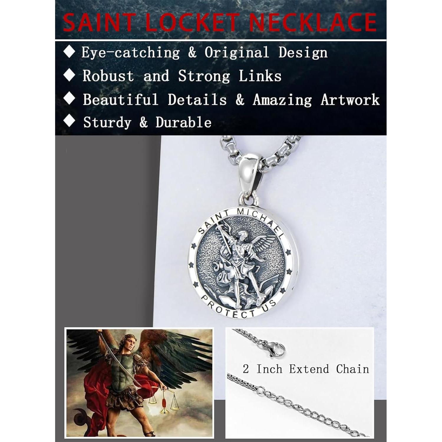 Collar Medallón San Miguel Plata de Ley 925 SEIYANG 1.78 cm