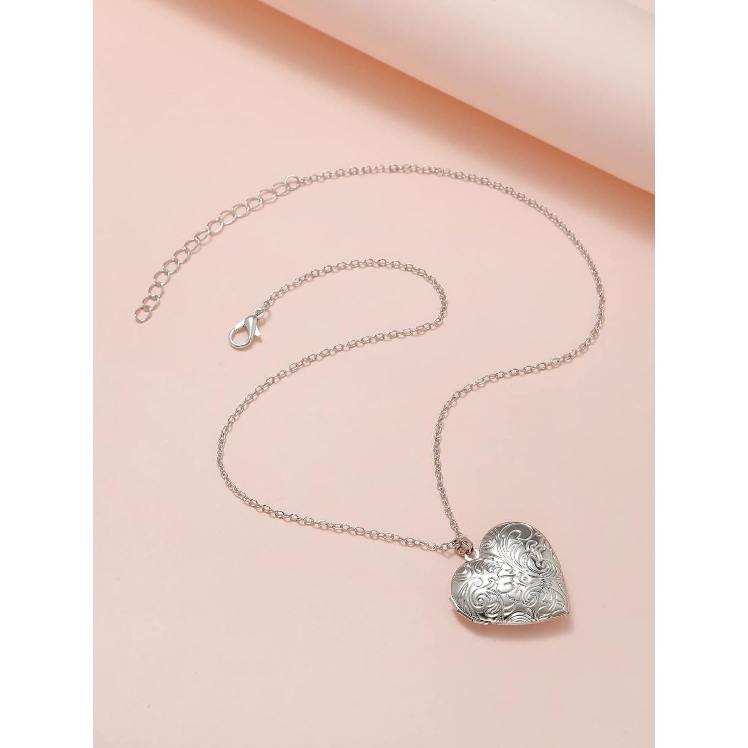 Collar medallón corazón POYAMUSE latón vintage 3.4 cm