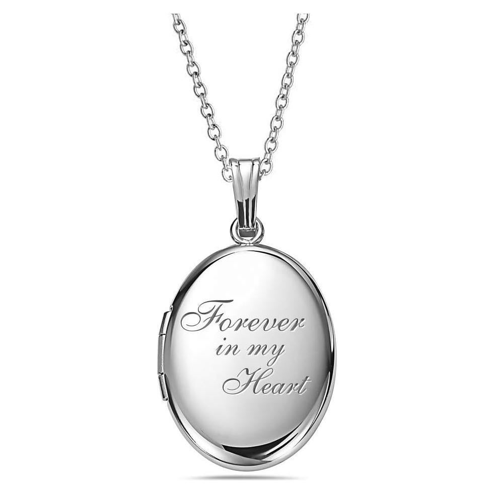 Collar Locket Ovalado Plata Esterlina 1.59x1.90cm Personalizado