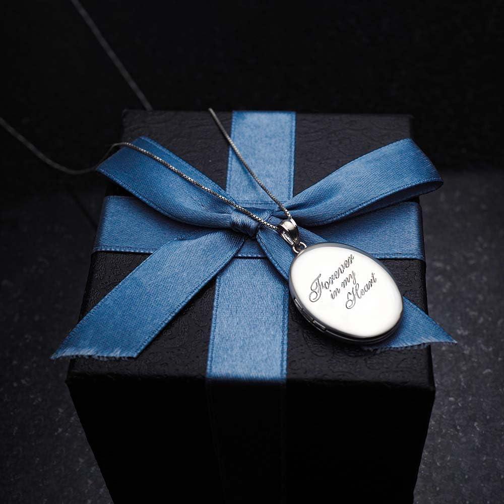 Collar Locket Ovalado Plata Esterlina 1.59x1.90cm Personalizado