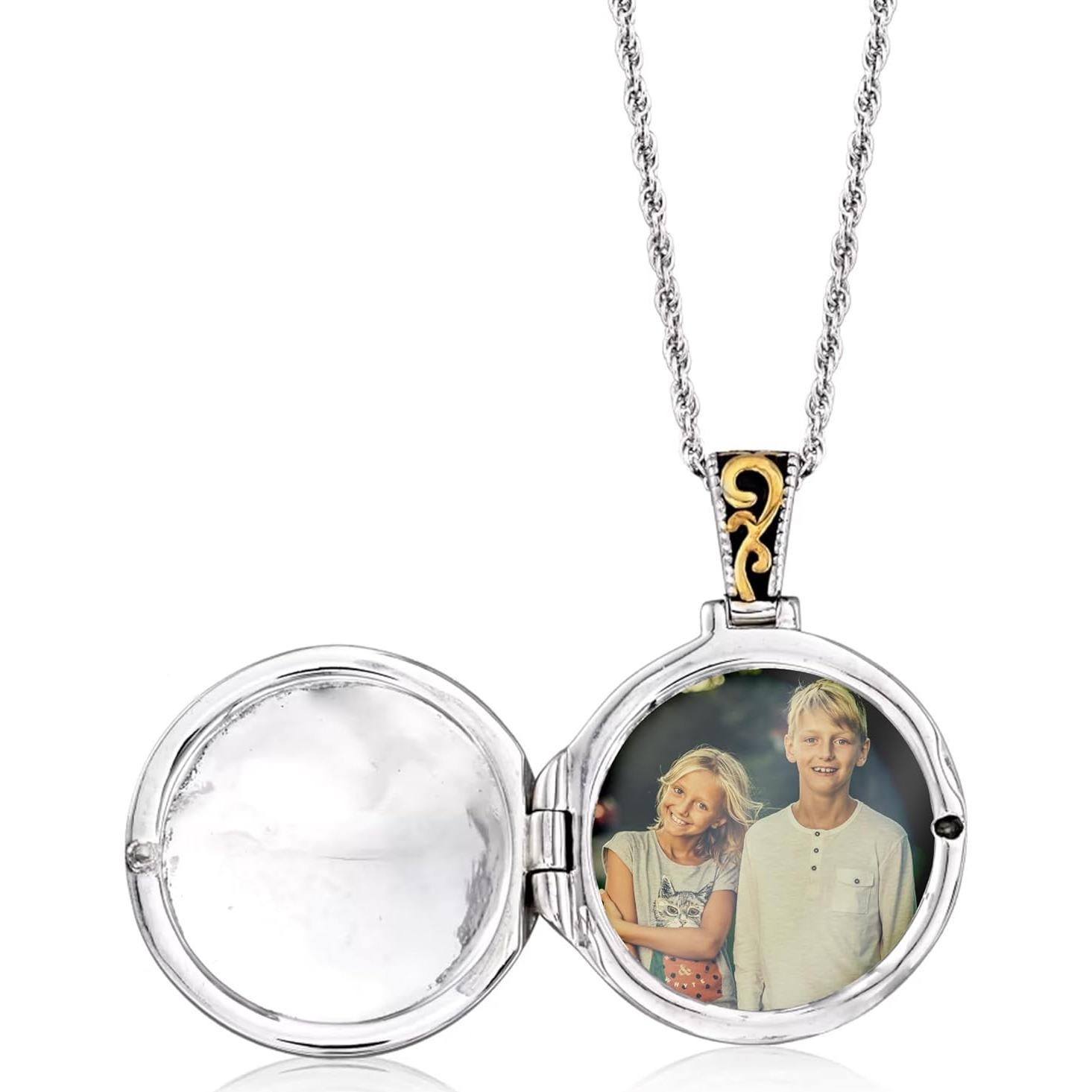 Collar de medallón de plata esterlina bicolor Ross-Simons 45.72 cm