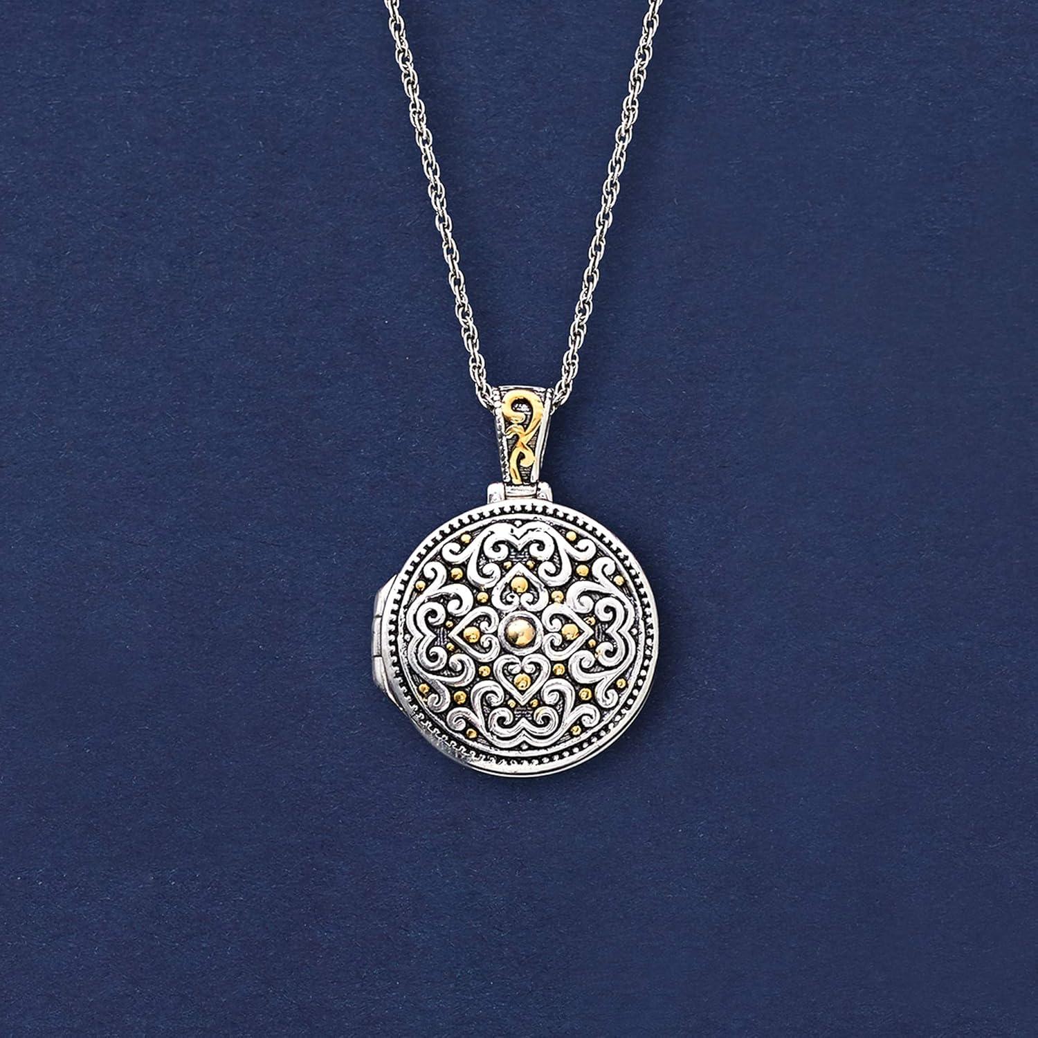 Collar de medallón de plata esterlina bicolor Ross-Simons 45.72 cm