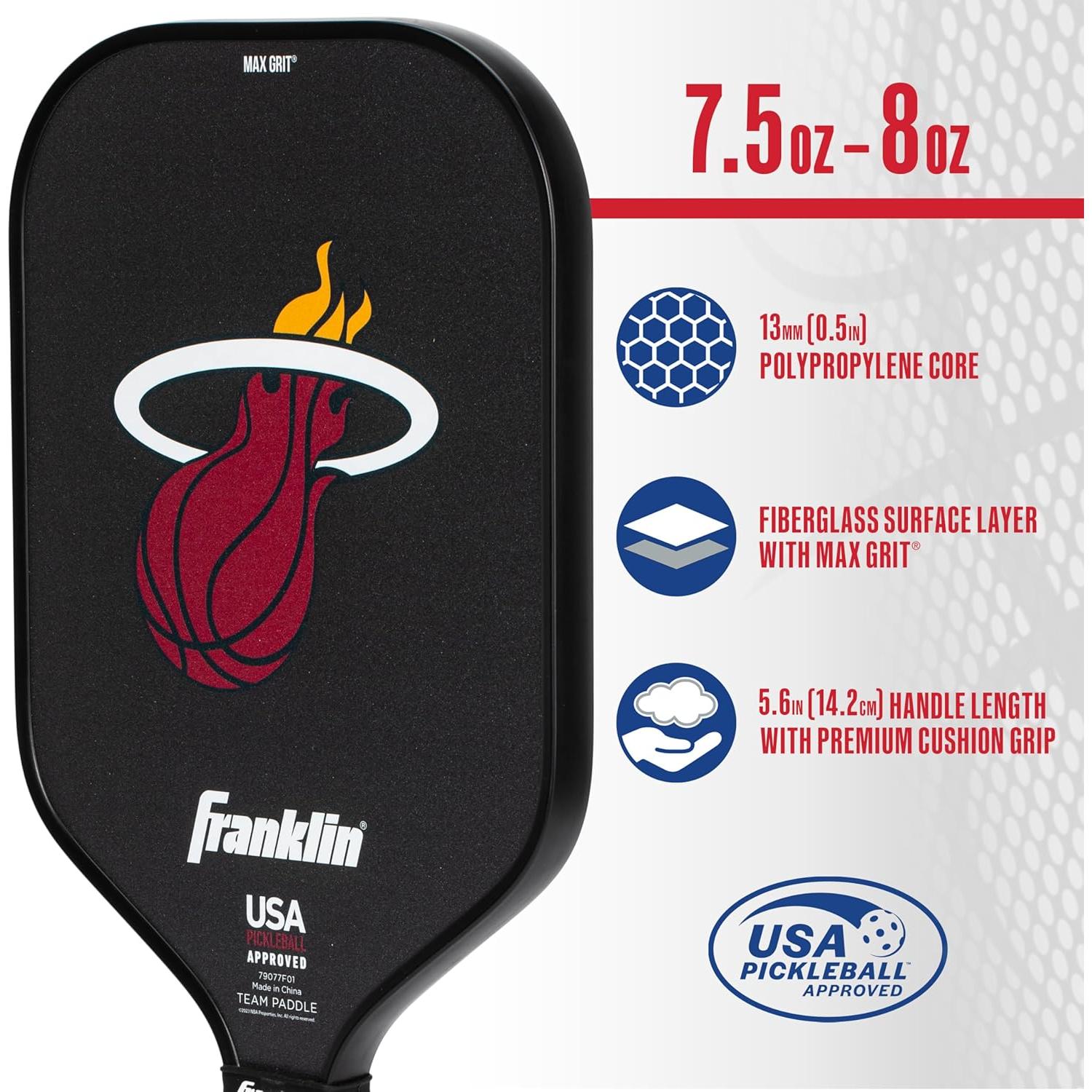 Pala de Pickleball Franklin Sports Miami Heat 13mm MaxGrit