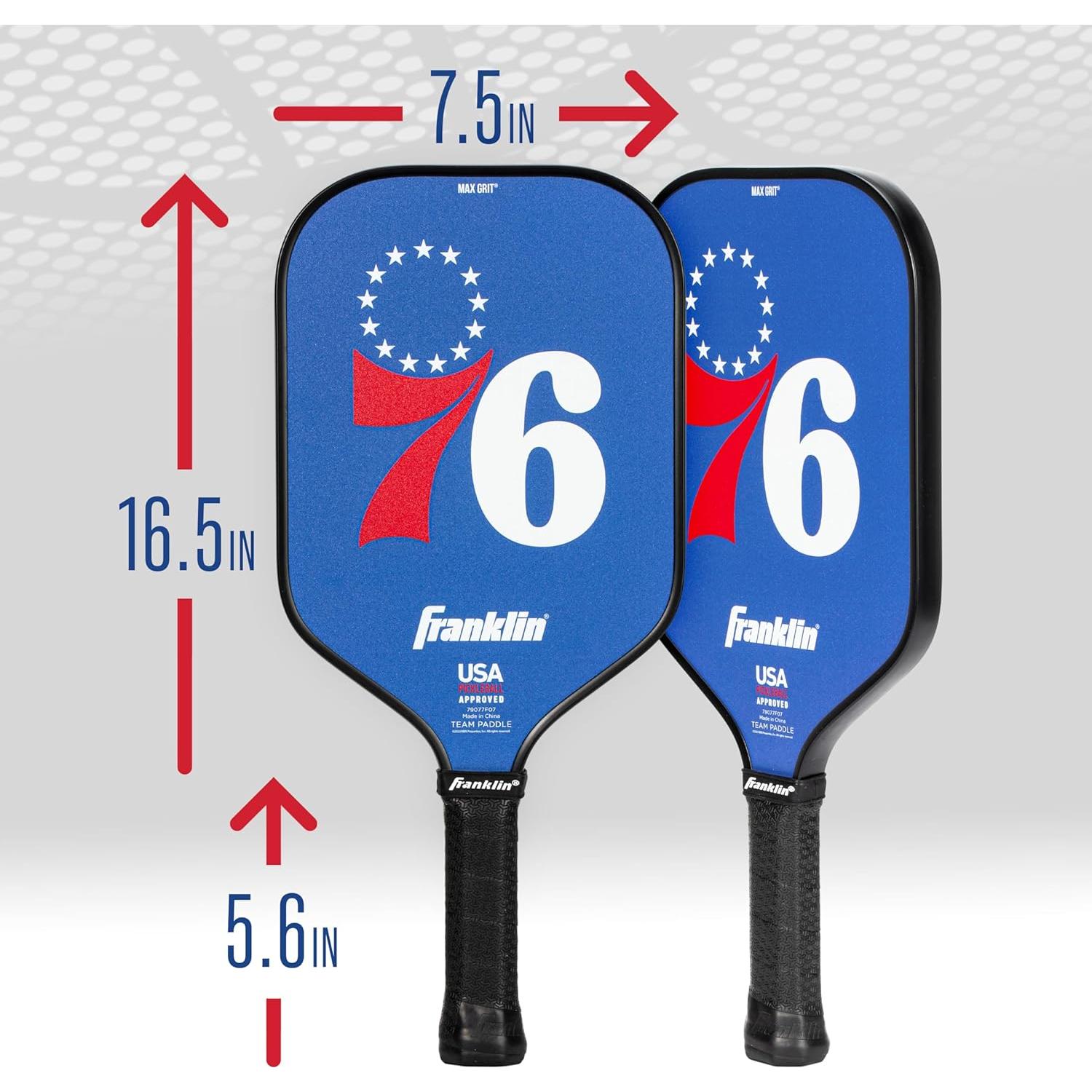 Pala de Pickleball Franklin Sports NBA 76ers 13mm MaxGrit