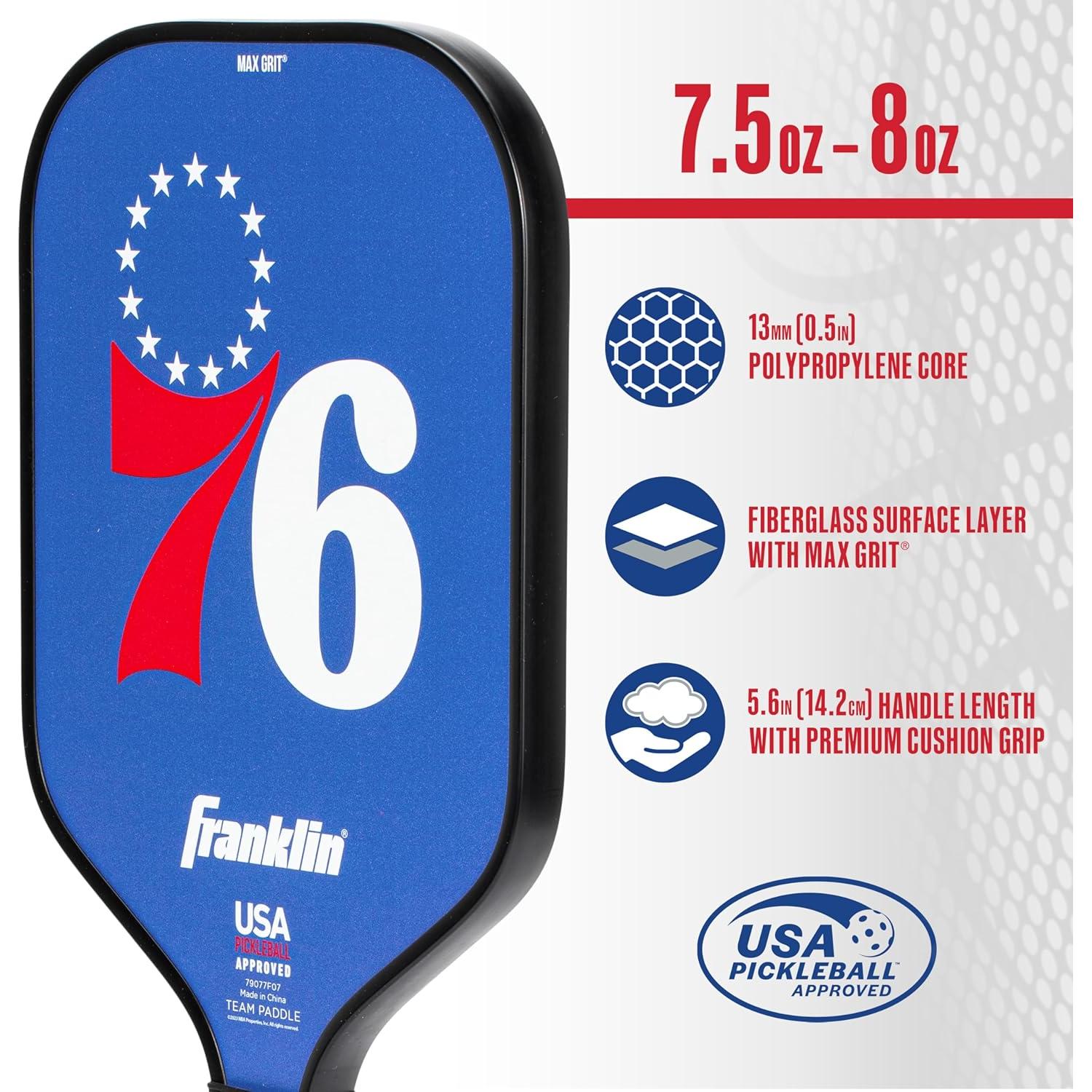 Pala de Pickleball Franklin Sports NBA 76ers 13mm MaxGrit