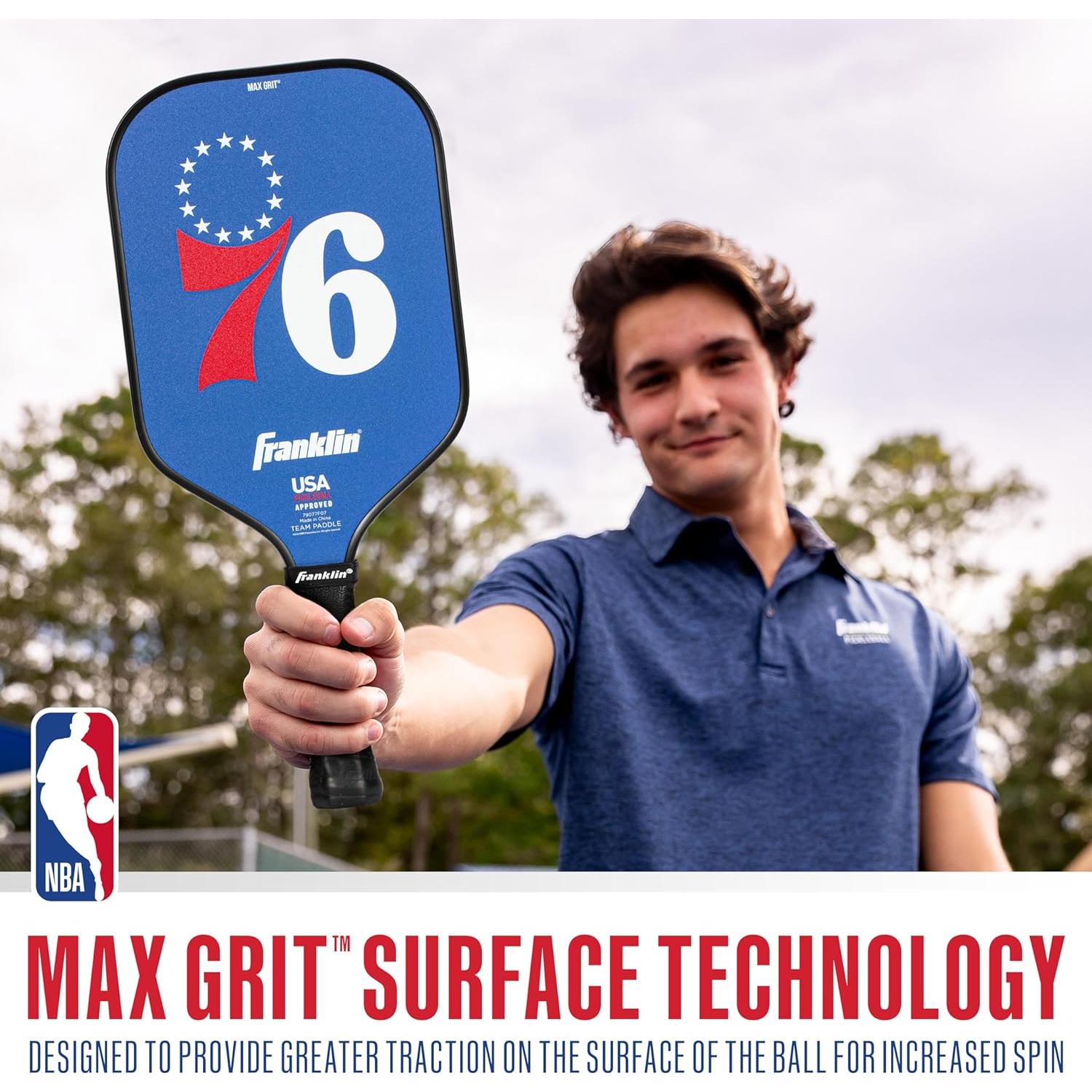 Pala de Pickleball Franklin Sports NBA 76ers 13mm MaxGrit