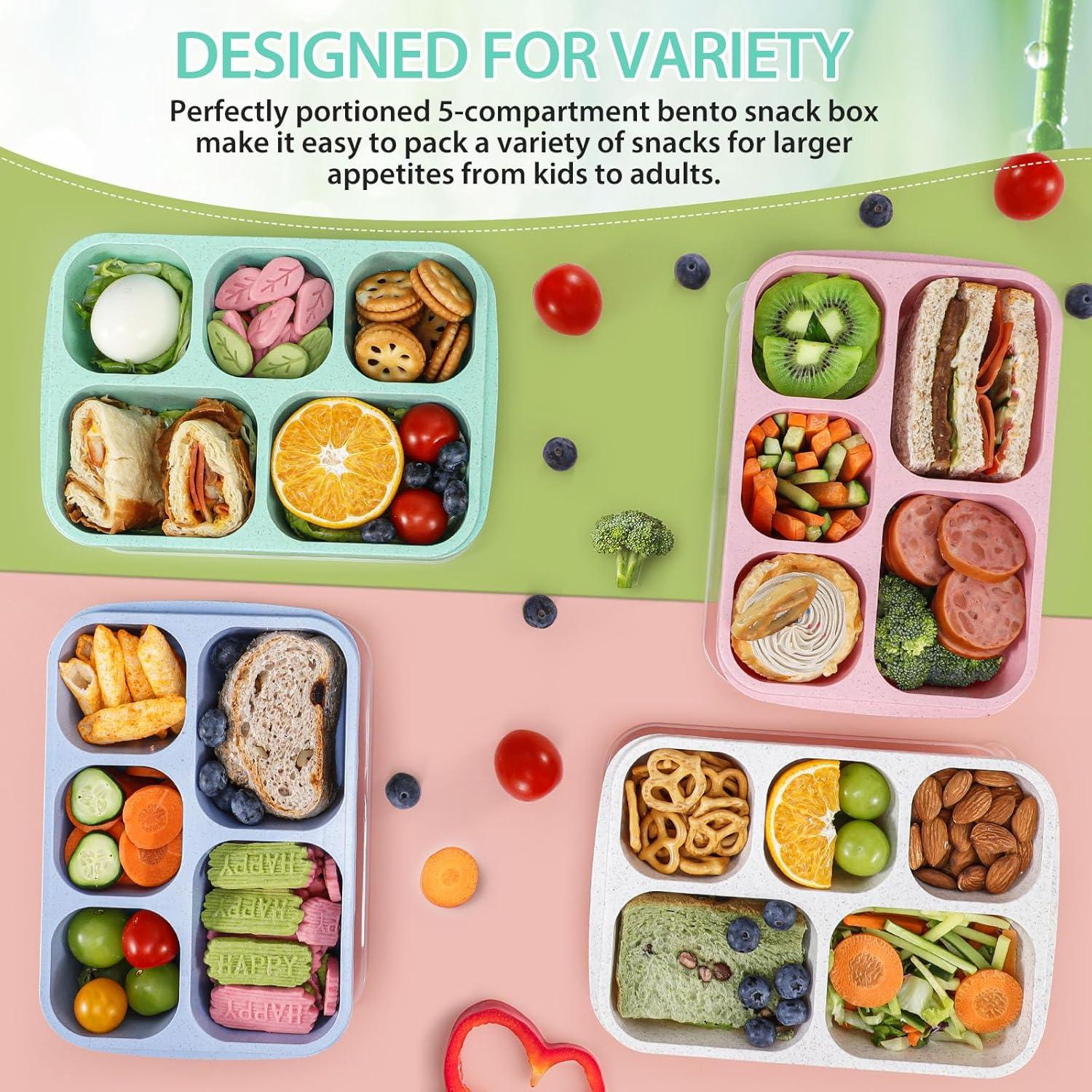 Cajas de Snack Bento Caperci 4 Piezas 5 Compartimentos Sin BPA