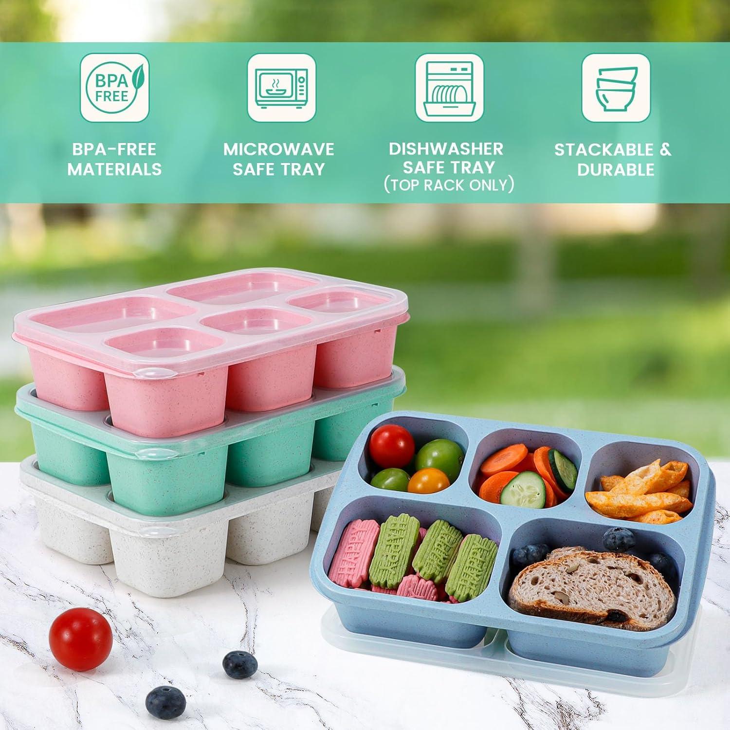 Cajas de Snack Bento Caperci 4 Piezas 5 Compartimentos Sin BPA