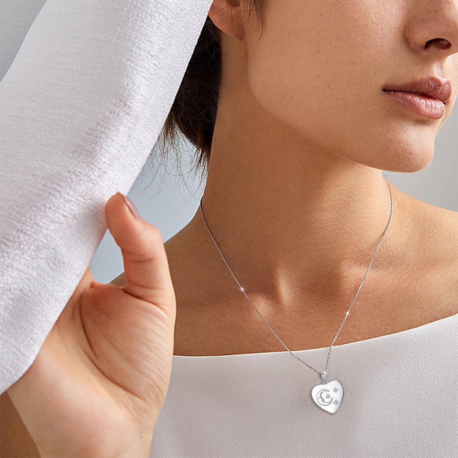 Collar Medallón Corazón Plata Esterlina 925 Personalizado 50.8 cm