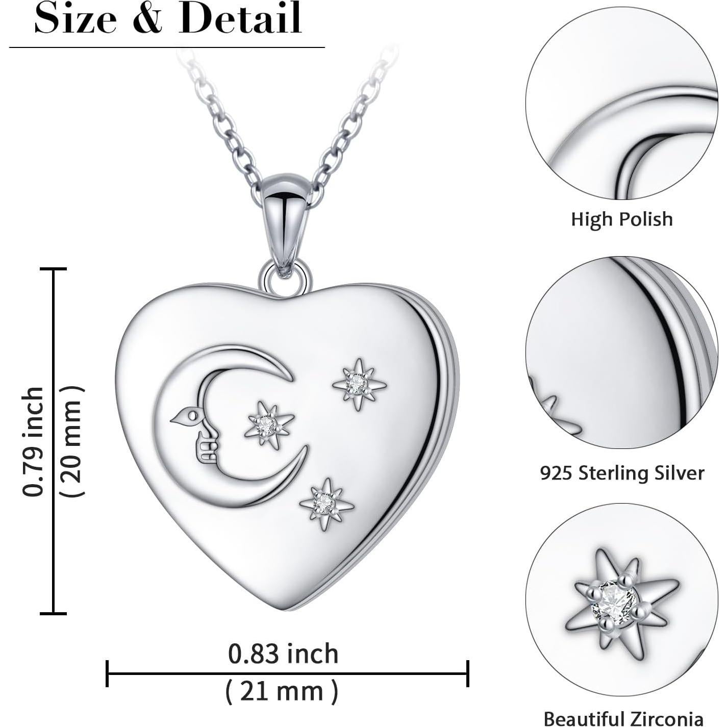 Collar Medallón Corazón Plata Esterlina 925 Personalizado 50.8 cm