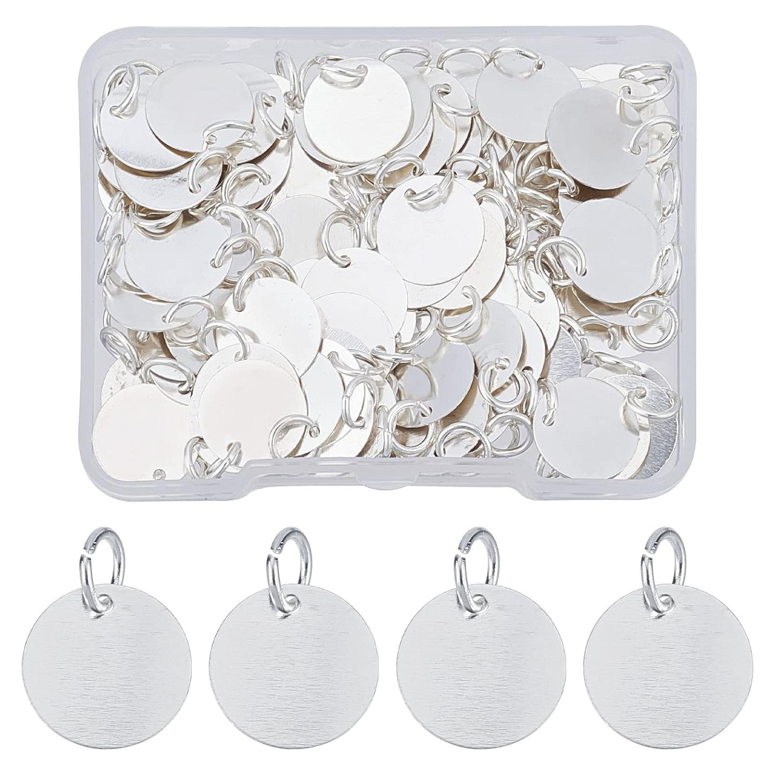 Colgantes de Latón en Blanco 100Pcs 12mm Plata para Joyería DIY