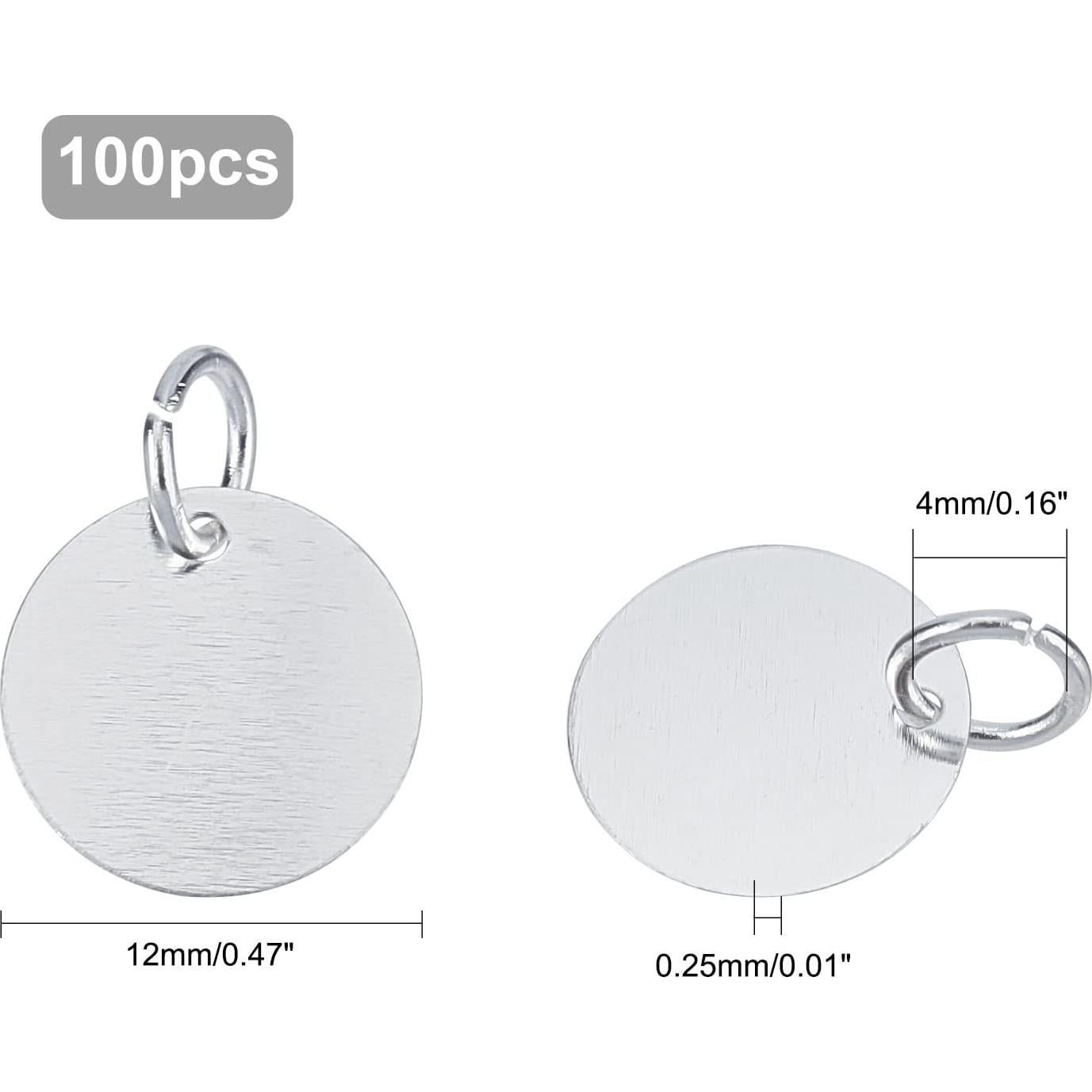 Colgantes de Latón en Blanco 100Pcs 12mm Plata para Joyería DIY