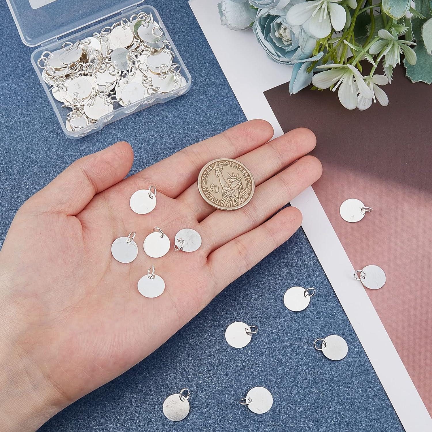 Colgantes de Latón en Blanco 100Pcs 12mm Plata para Joyería DIY