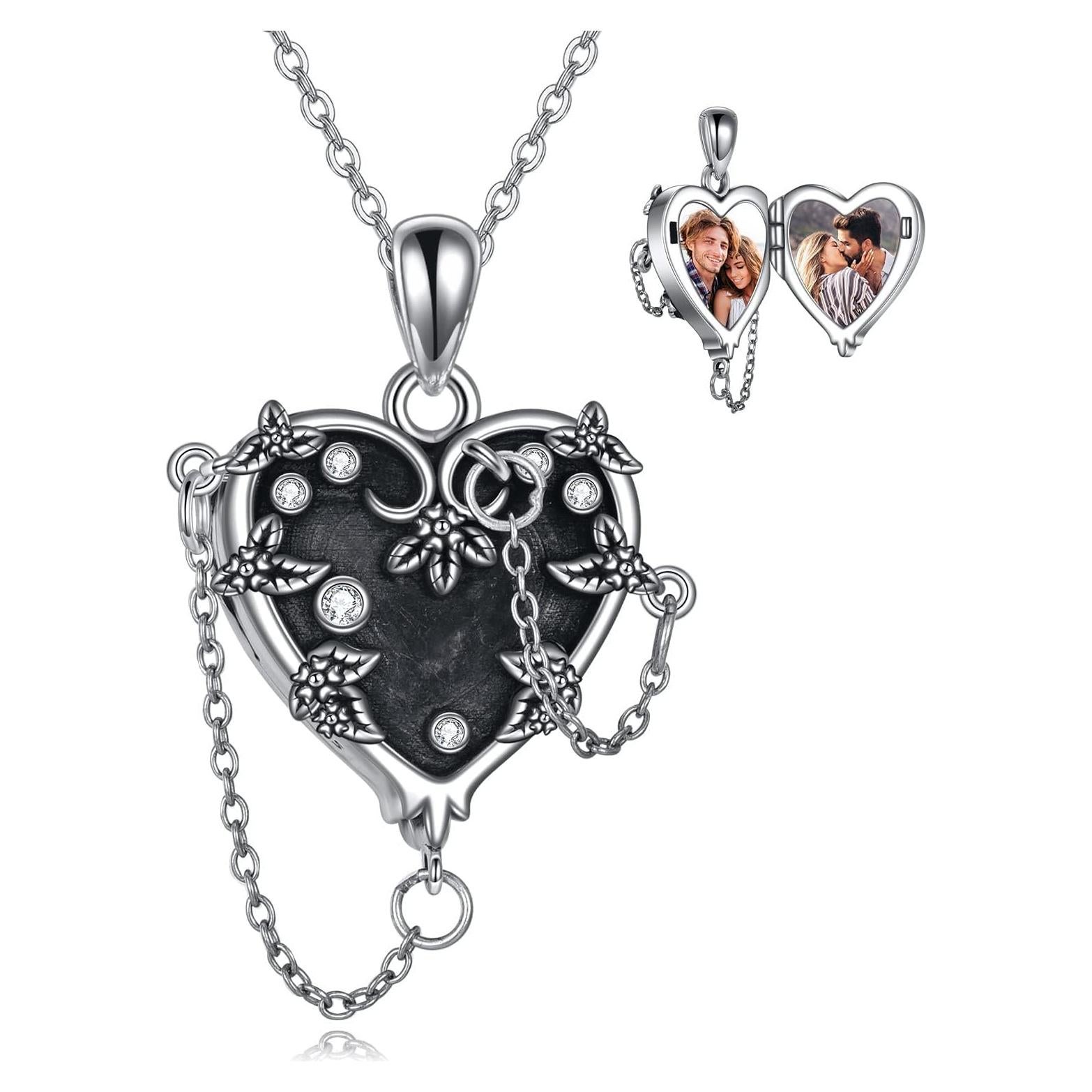 Collar Medallón Corazón de Bruja MONGAS 925 Plata Esterlina