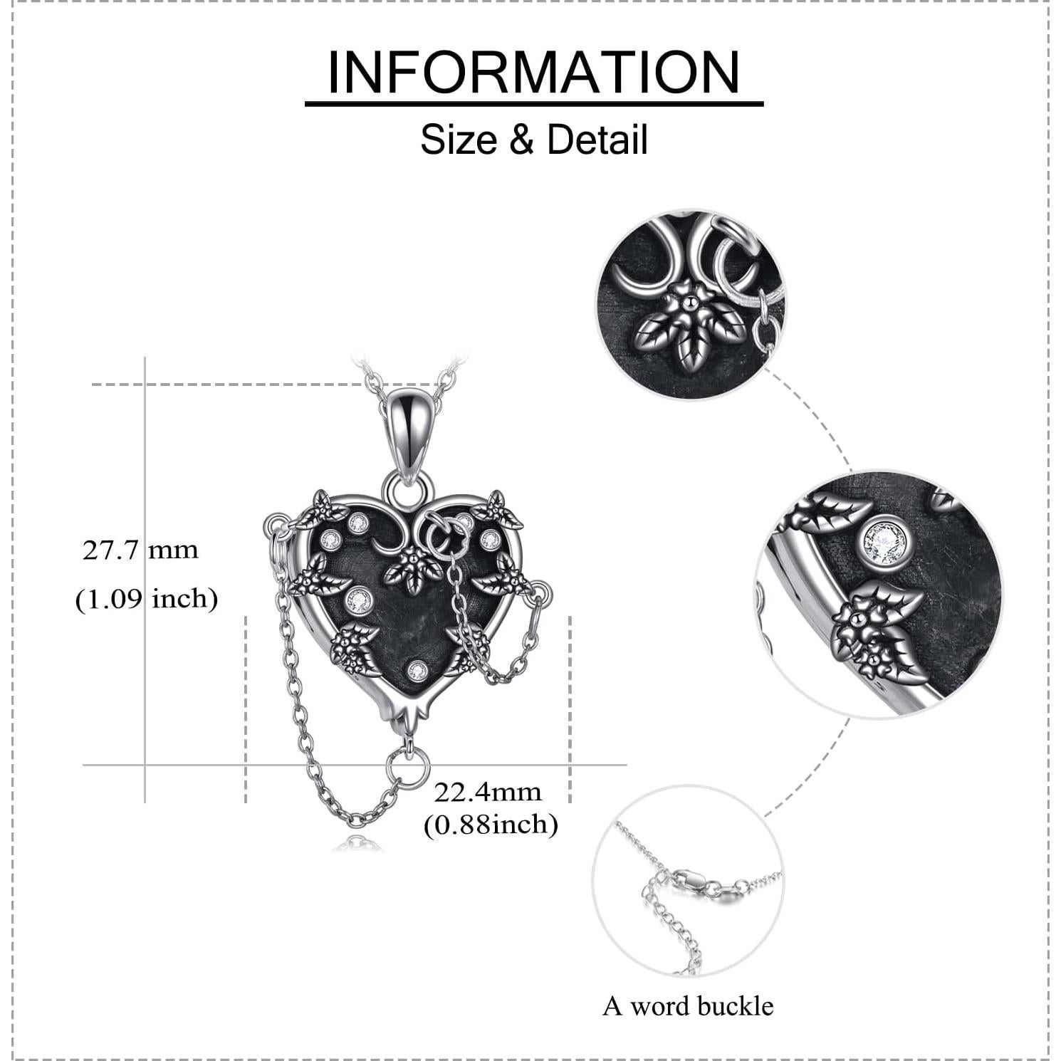 Collar Medallón Corazón de Bruja MONGAS 925 Plata Esterlina