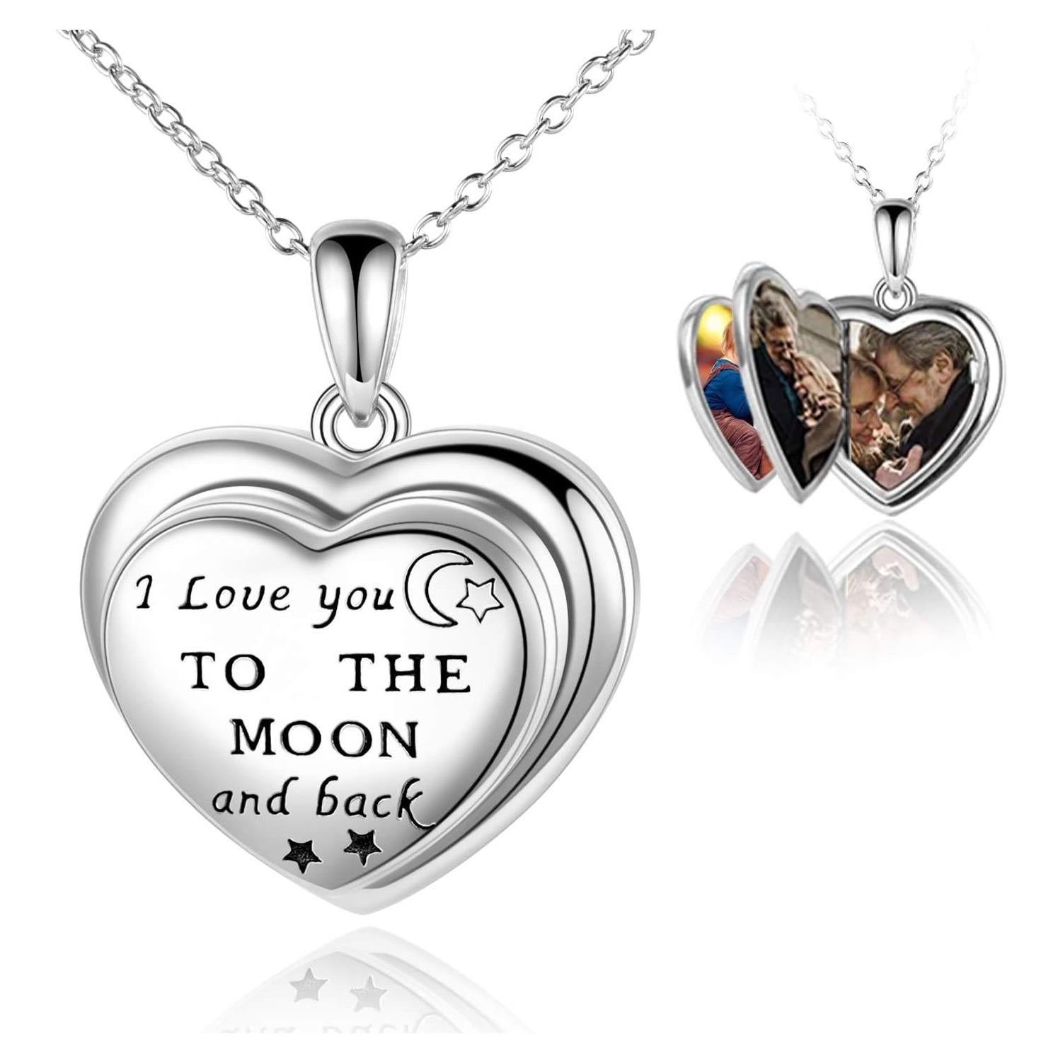 Colgante de Plata Esterlina 925 Te Amo Hasta la Luna 4 Fotos