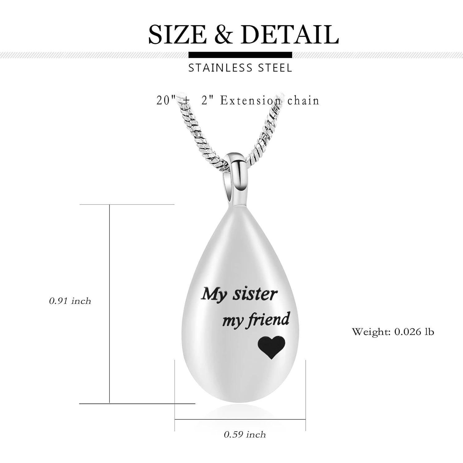 Collar de Urna de Cenizas Yinplsmemory Gota de Lagrima 3 cm