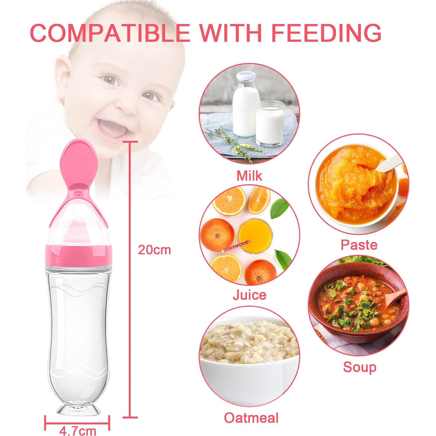 Alimentador de Comida para Bebé Welcoyo Rosa 3 Pcs + 6 Chupetes