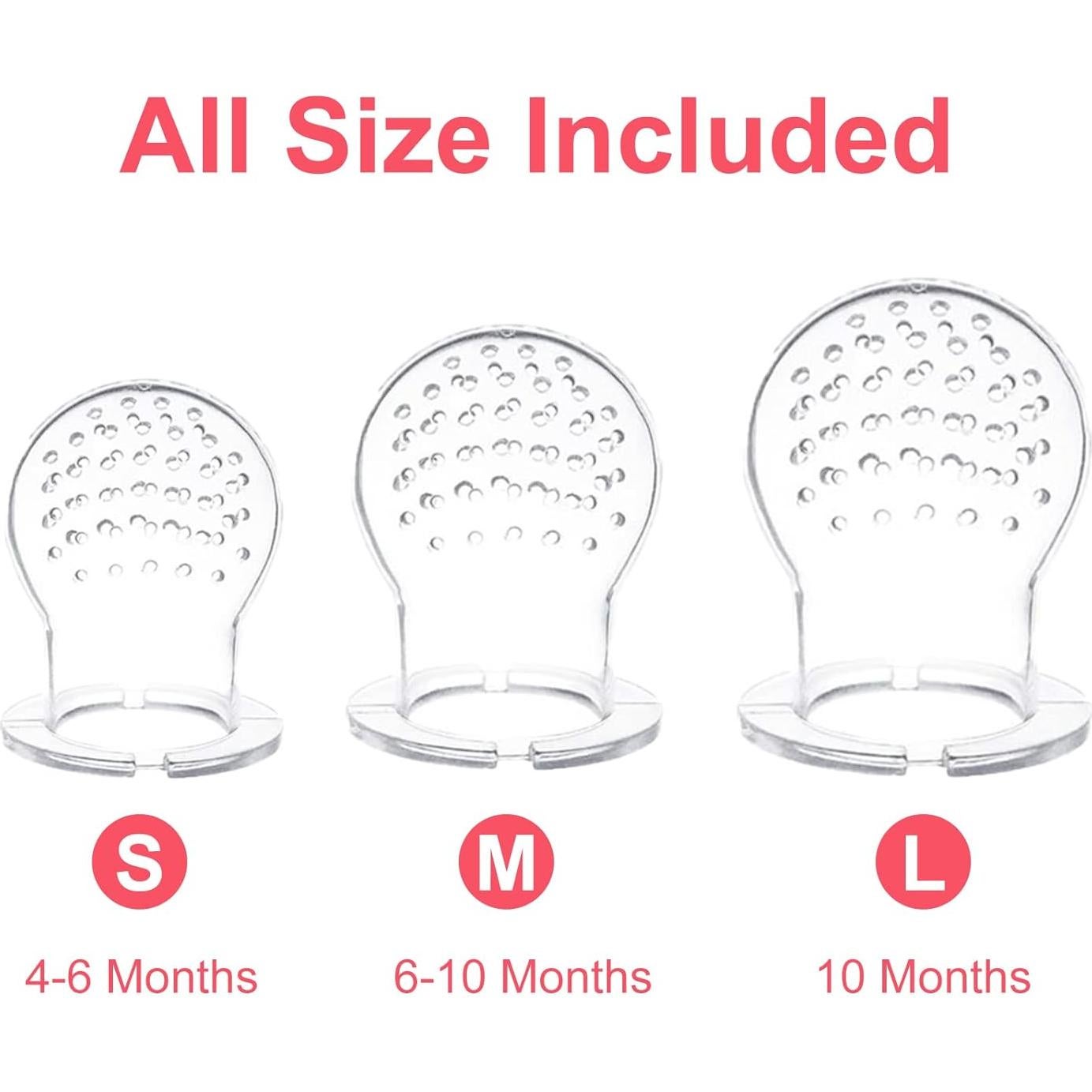 Alimentador de Comida para Bebé Welcoyo Rosa 3 Pcs + 6 Chupetes