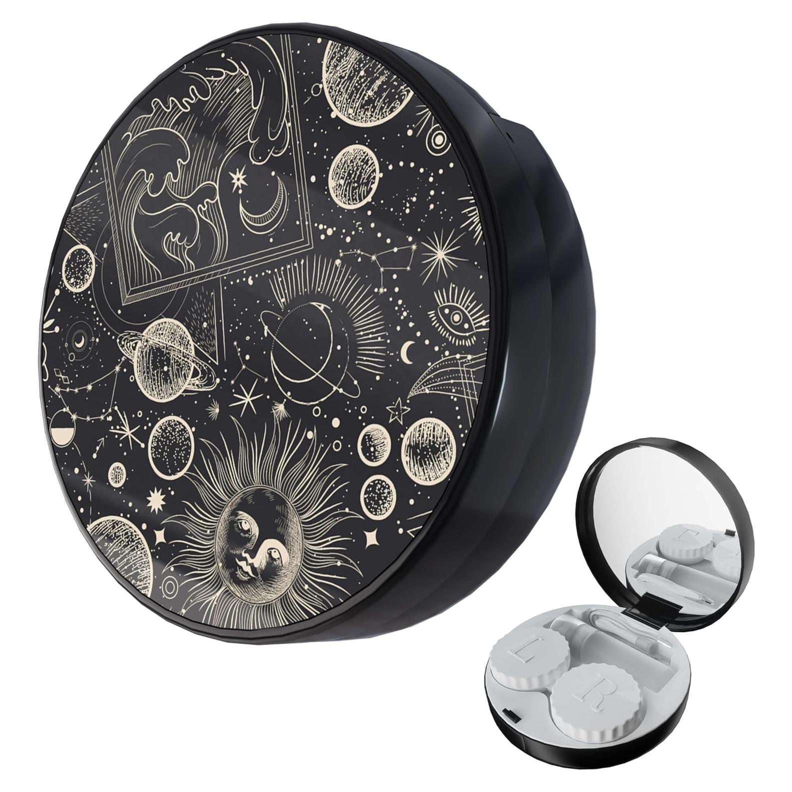 Estuche para Lentes de Contacto LRITER con Espejo - Universo Negro