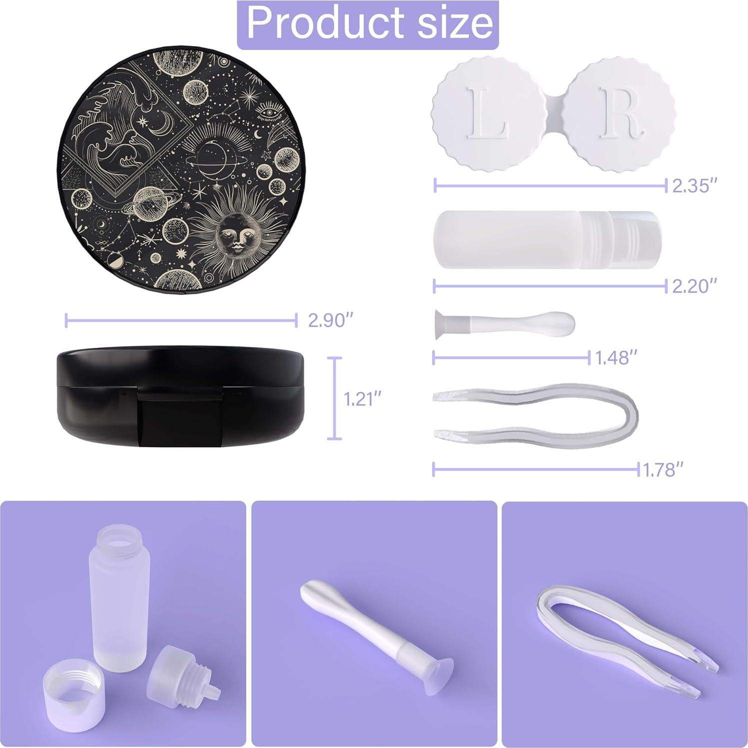 Estuche para Lentes de Contacto LRITER con Espejo - Universo Negro