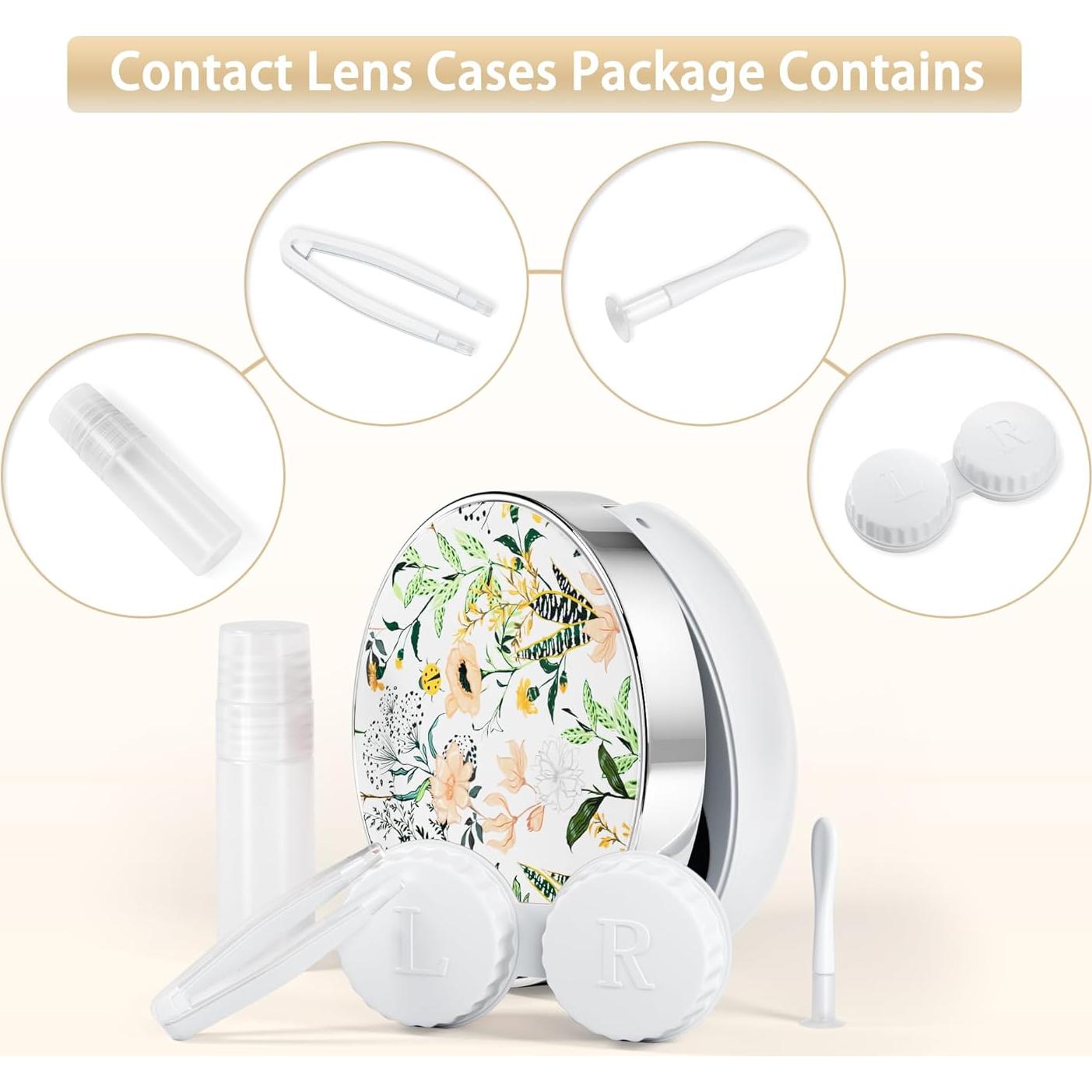 Estuche para Lentes de Contacto Lishae Flores Retro 7.5cm