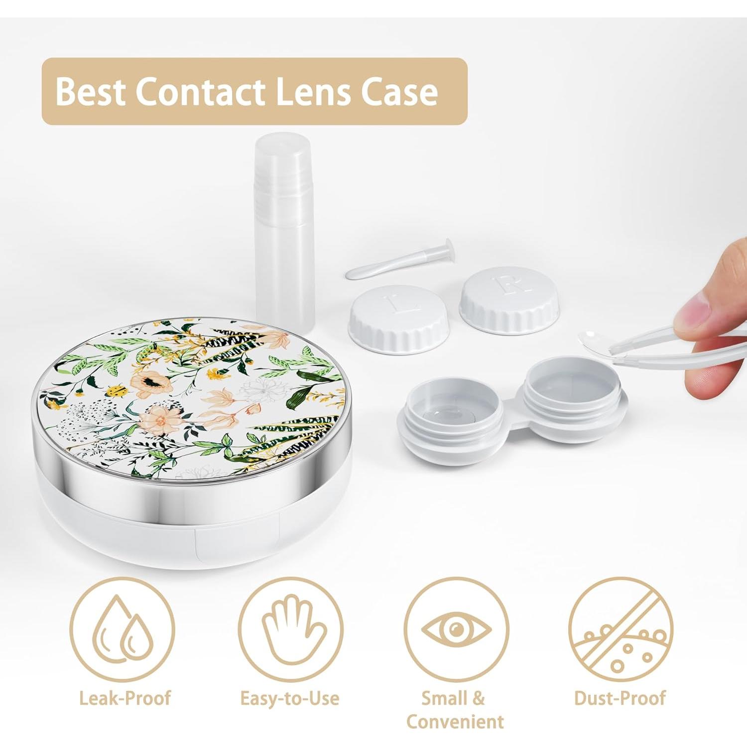 Estuche para Lentes de Contacto Lishae Flores Retro 7.5cm