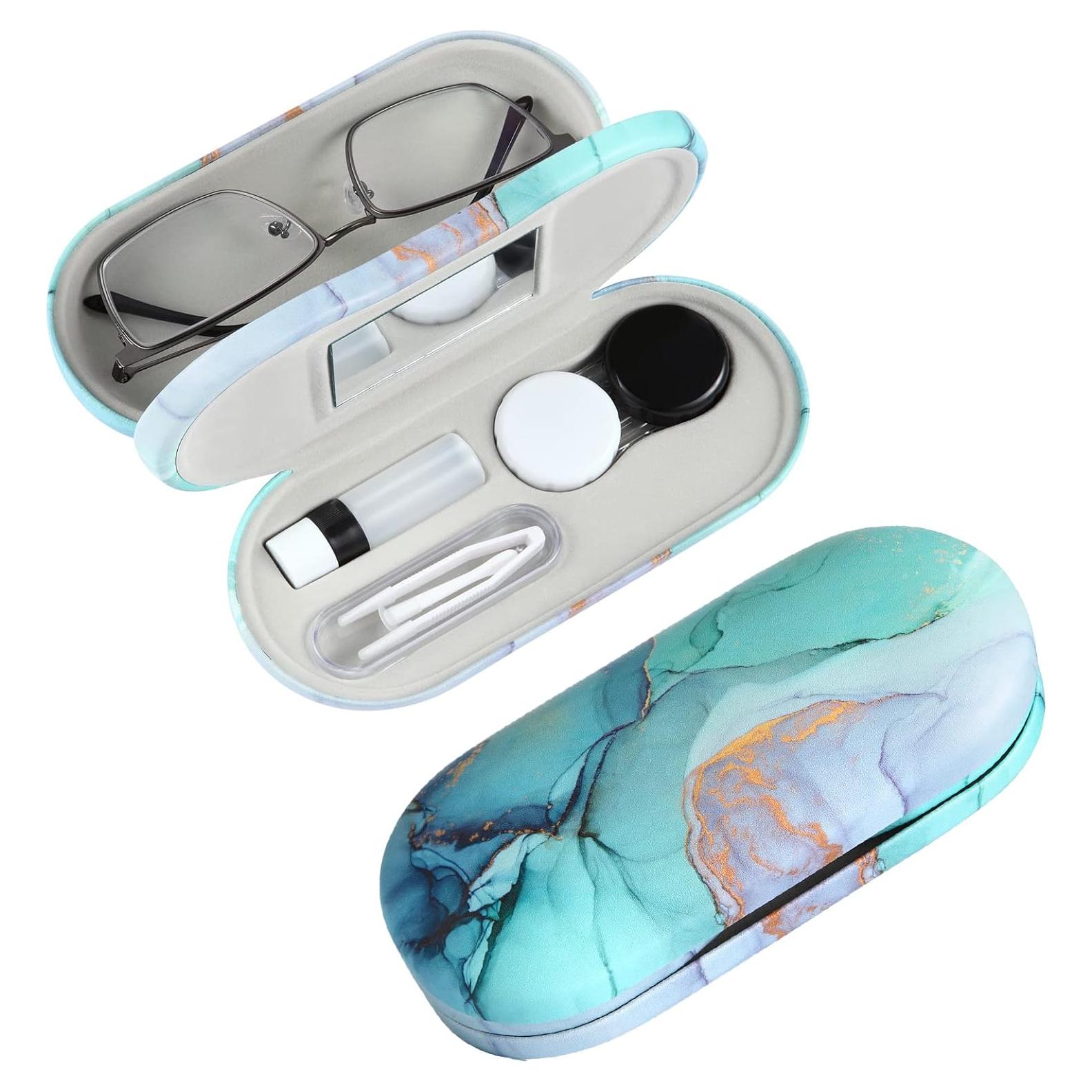 Estuche 2 en 1 AITIME para Lentes de Contacto y Gafas - Verde Mármol