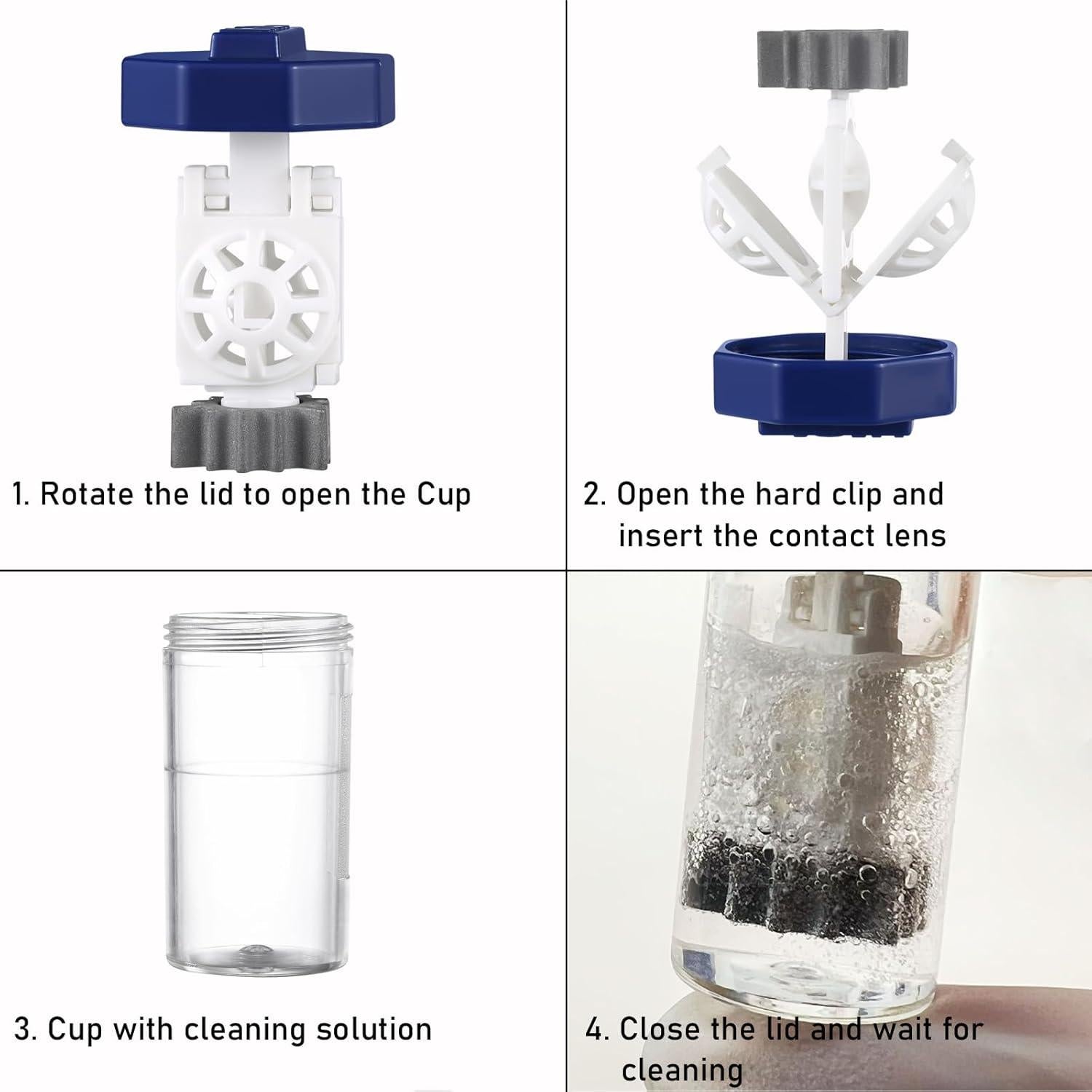 Juego de 3 estuches limpiadores de lentes de contacto MUQING