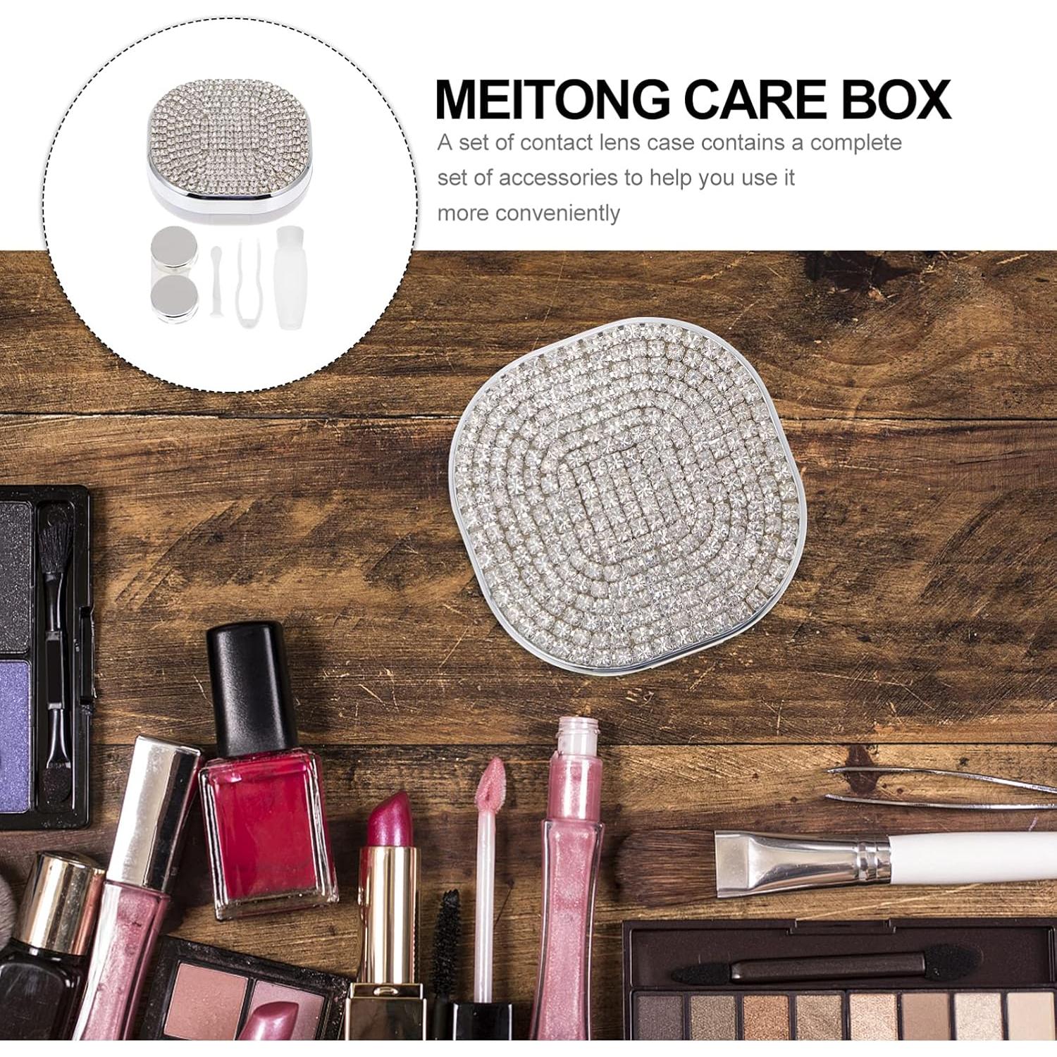 Estuche para Lentes de Contacto Healifty Kit de Viaje con Espejo