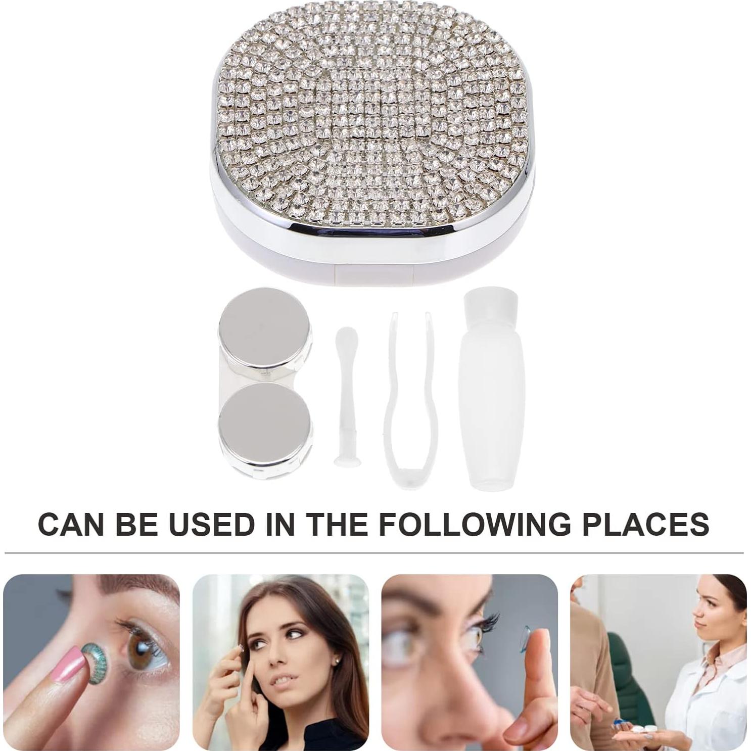 Estuche para Lentes de Contacto Healifty Kit de Viaje con Espejo