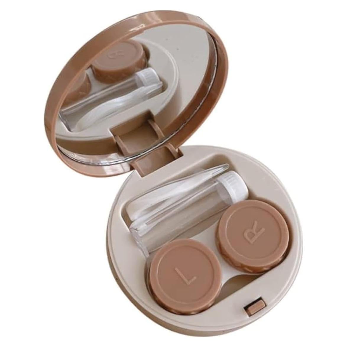 Estuche para Lentes de Contacto HLLMX 2 Pcs Blanco y Caqui