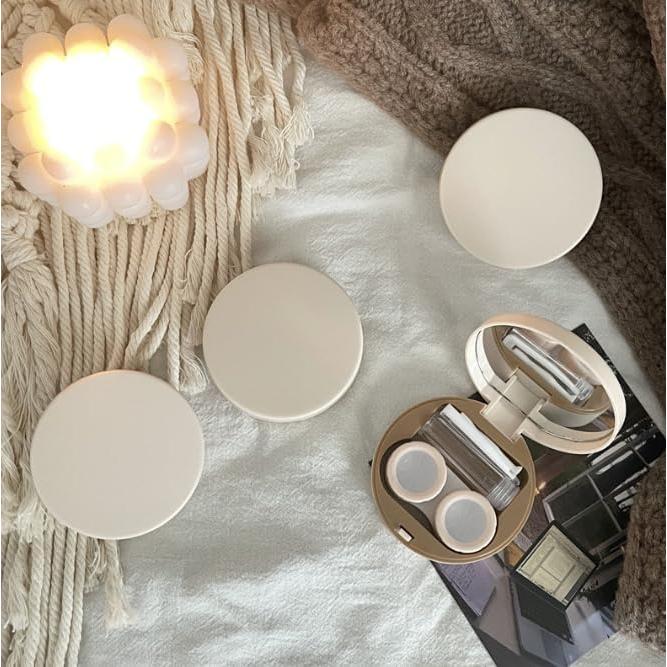 Estuche para Lentes de Contacto HLLMX 2 Pcs Blanco y Caqui